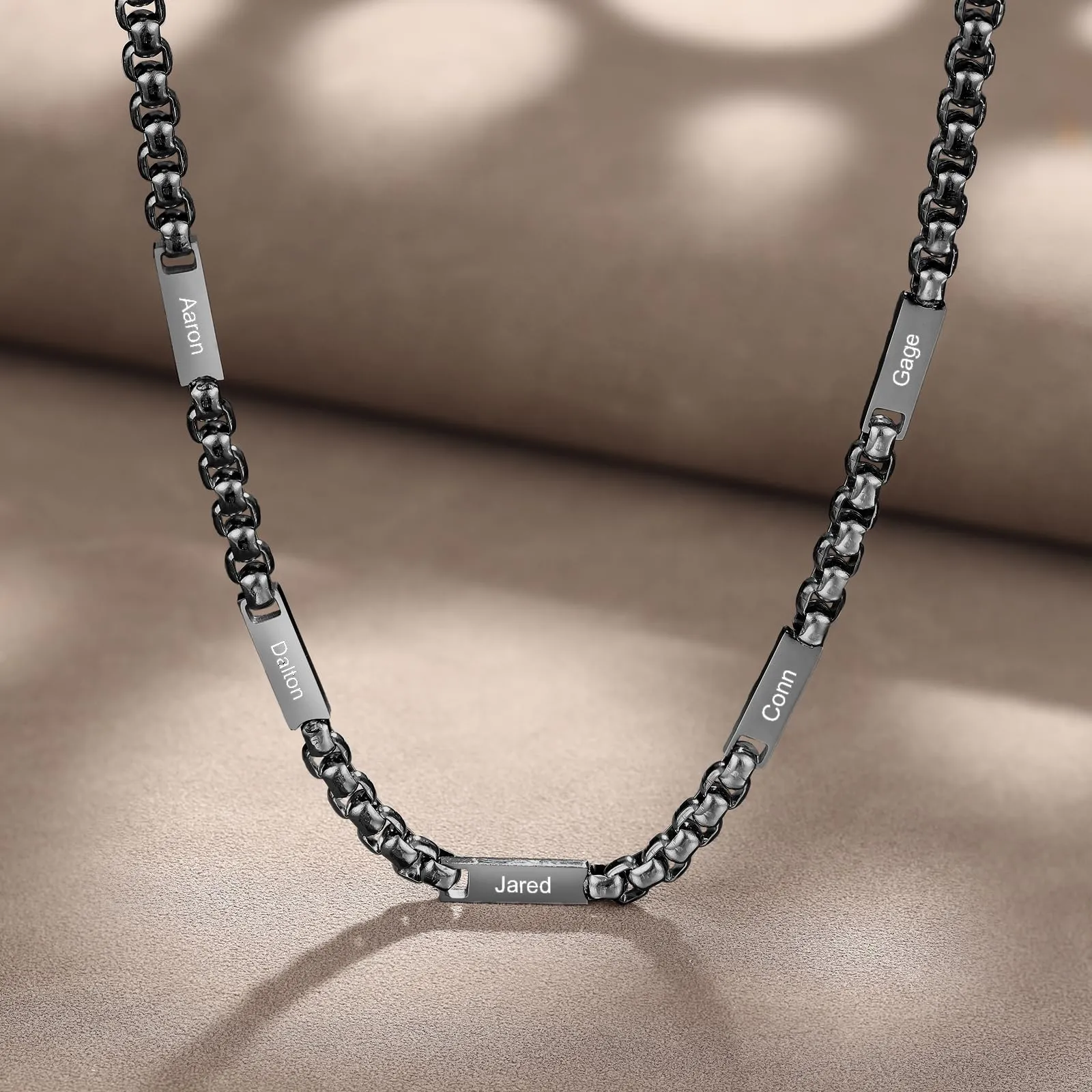 ALBERTBAND Collana da Uomo Personalizzata Collana in Acciaio inox con Nome Regalo per Uomo Festa del papà San Valentino Natale (Nero-5 nome) - immagine 6