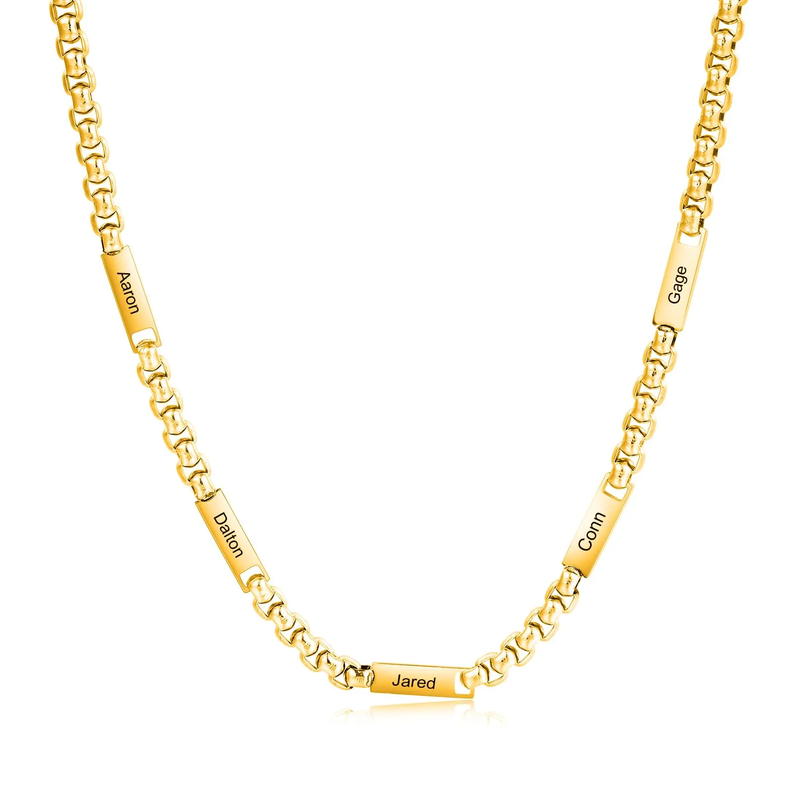 ALBERTBAND Collana da Uomo Personalizzata Collana in Acciaio inox con Nome Regalo per Uomo Festa del papà San Valentino Natale (Oro-5 nome) - immagine 1