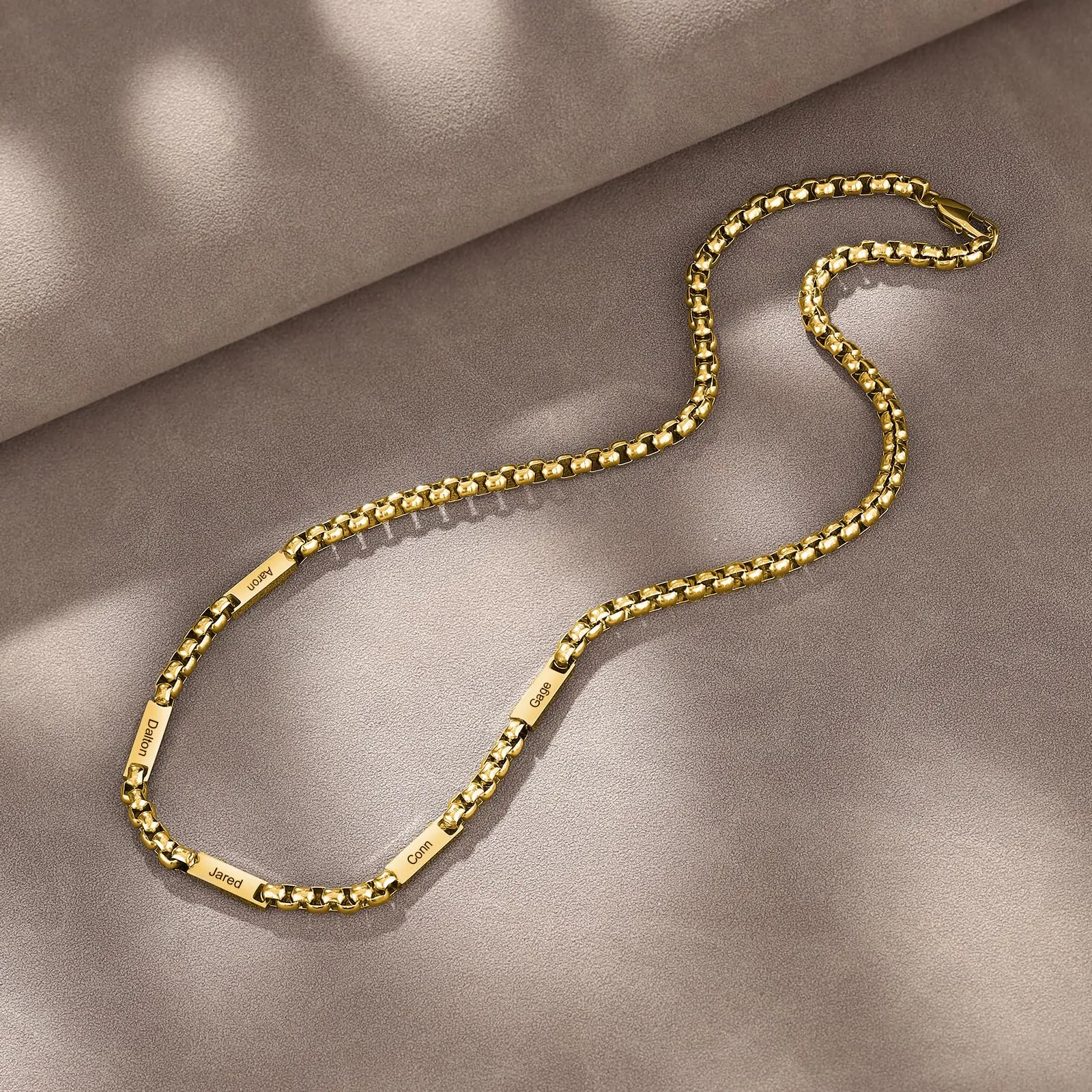 ALBERTBAND Collana da Uomo Personalizzata Collana in Acciaio inox con Nome Regalo per Uomo Festa del papà San Valentino Natale (Oro-5 nome) - immagine 5
