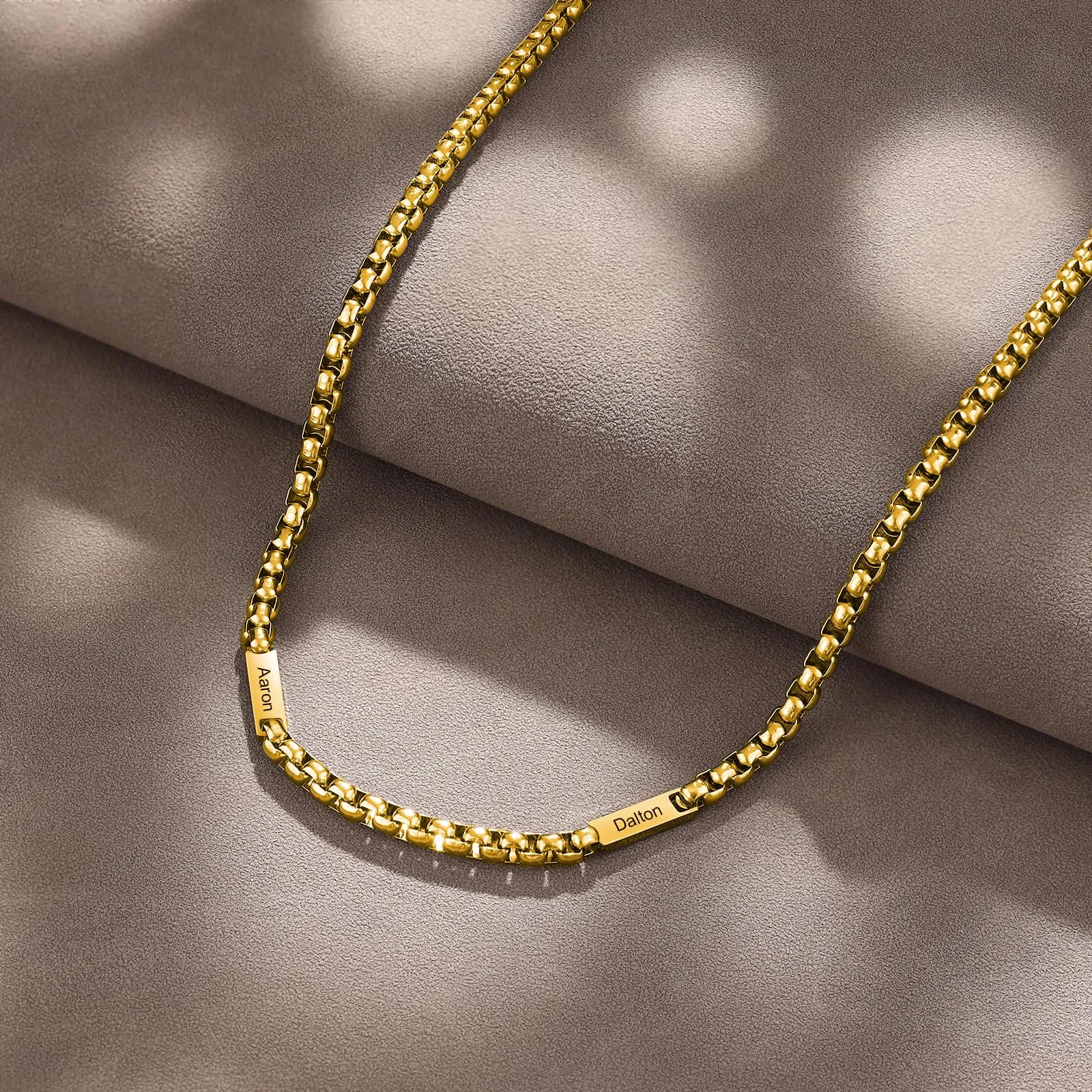 ALBERTBAND Collana da Uomo Personalizzata Collana in Acciaio inox con Nome Regalo per Uomo Festa del papà San Valentino Natale (Oro-2 nome) - immagine 5