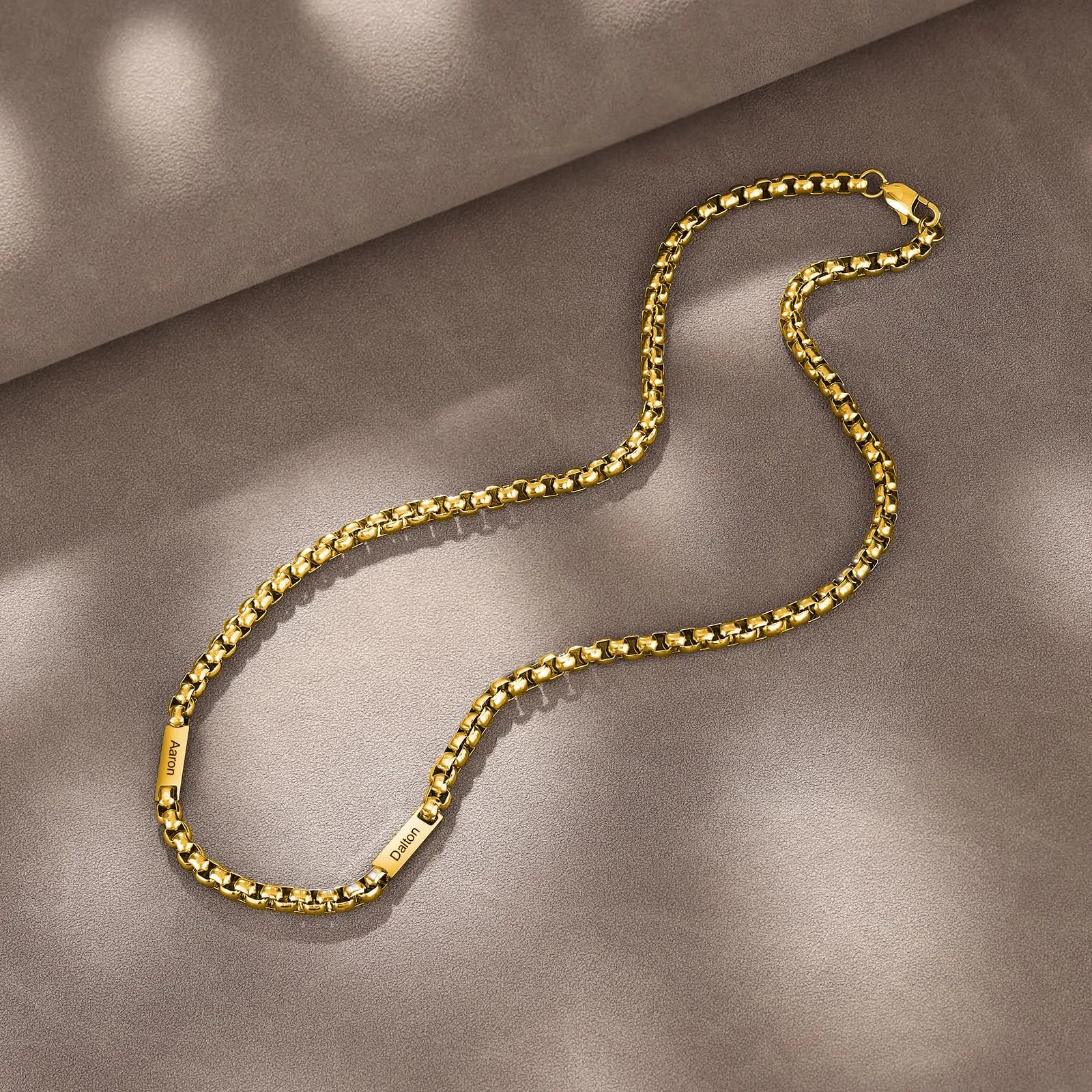 ALBERTBAND Collana da Uomo Personalizzata Collana in Acciaio inox con Nome Regalo per Uomo Festa del papà San Valentino Natale (Oro-2 nome) - immagine 6