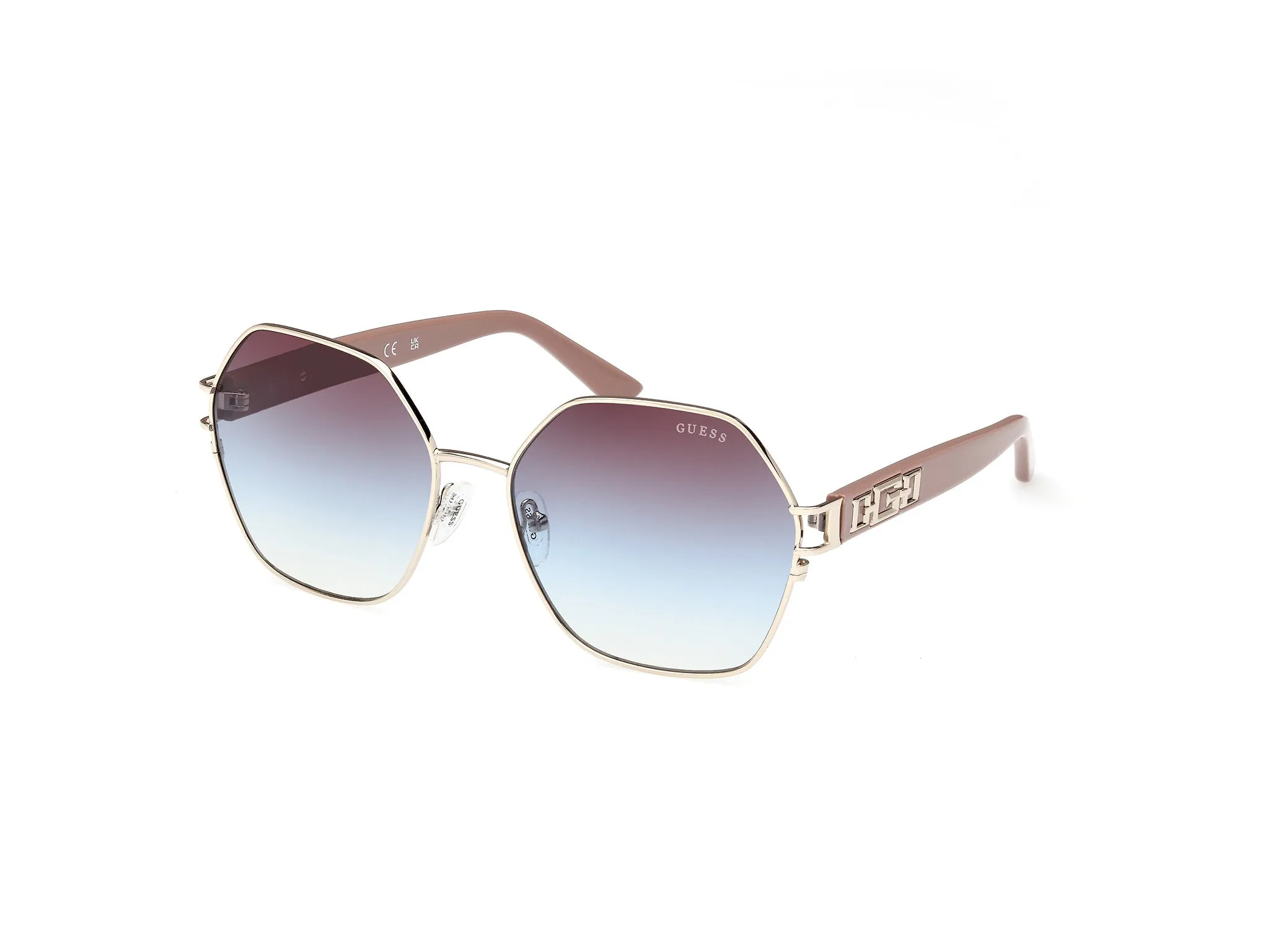 Guess GU7913 33W Occhiali da sole Metallo Oro Blu Geometrica Normale Sfumato - immagine 1