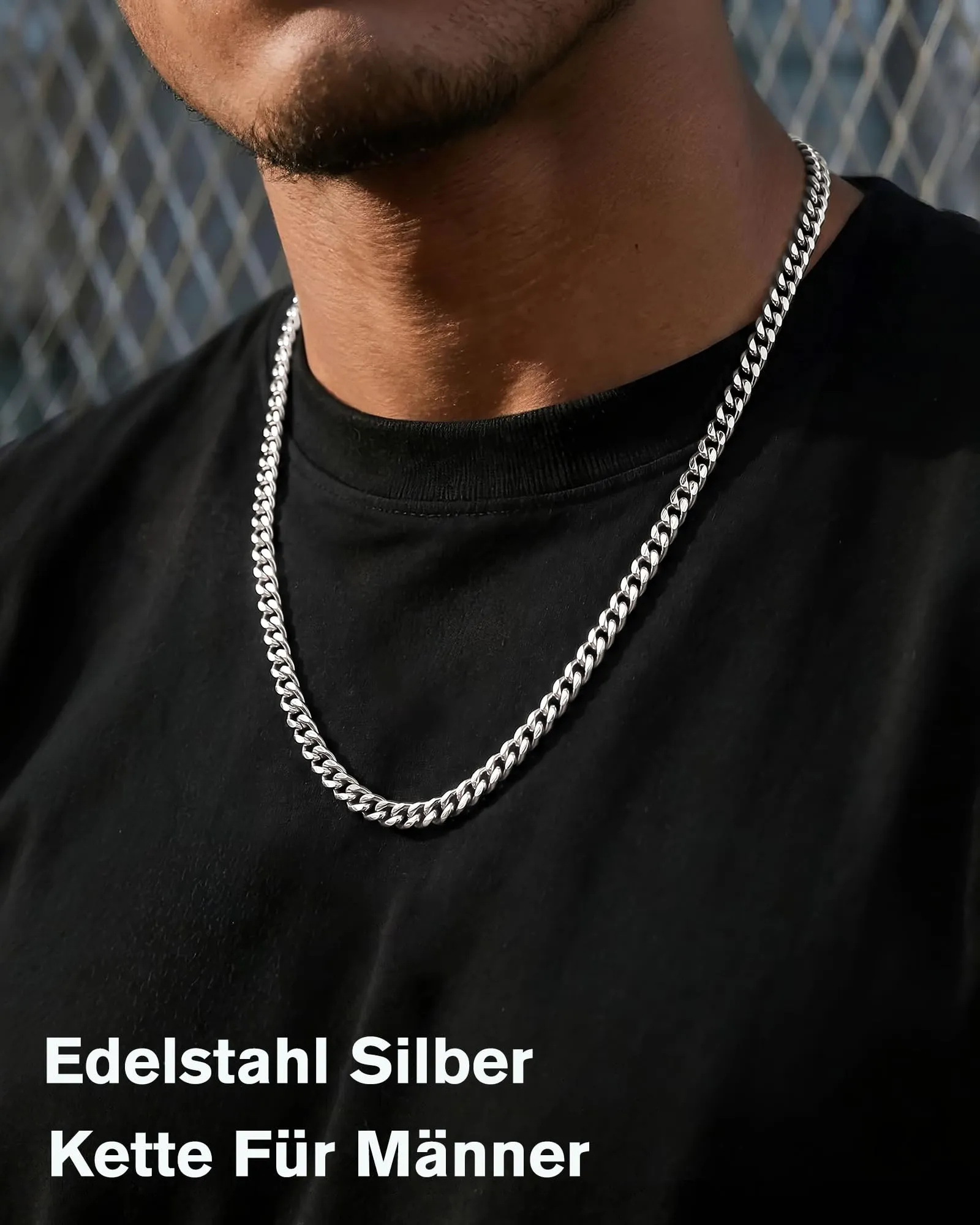 ZHESHY Collana Uomo Acciaio Inossidabile 18K Oro Argento Catena Di Cuban Chain Venezia Scatola Corda Ritorta Collane Gioielli Regalo Uomo E Donna Larghezza 3/4/5/5.5/6mm Lunghezza 46-61cm - immagine 2