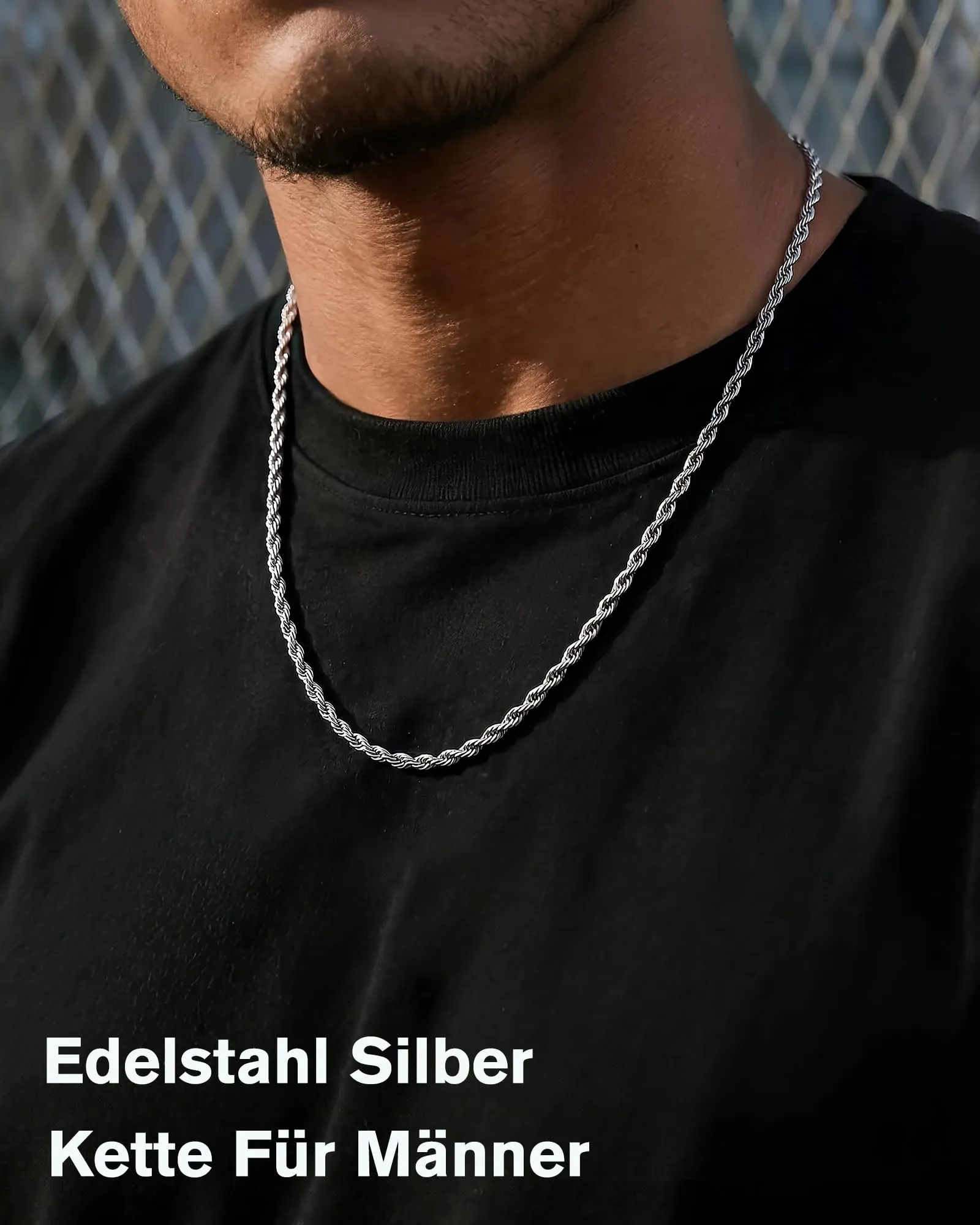 ZHESHY Collana Uomo Acciaio Inossidabile 18K Oro Argento Catena Di Cuban Chain Venezia Scatola Corda Ritorta Collane Gioielli Regalo Uomo E Donna Larghezza 3/4/5/5.5/6mm Lunghezza 46-61cm - immagine 2