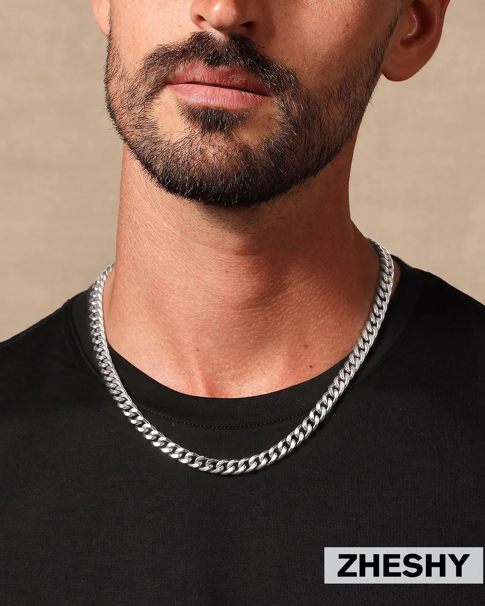 ZHESHY Collana Uomo Acciaio Inossidabile 18K Oro Argento Catena Di Cuban Chain Venezia Scatola Corda Ritorta Collane Gioielli Regalo Uomo E Donna Larghezza 3/4/5/5.5/6mm Lunghezza 46-61cm - immagine 7