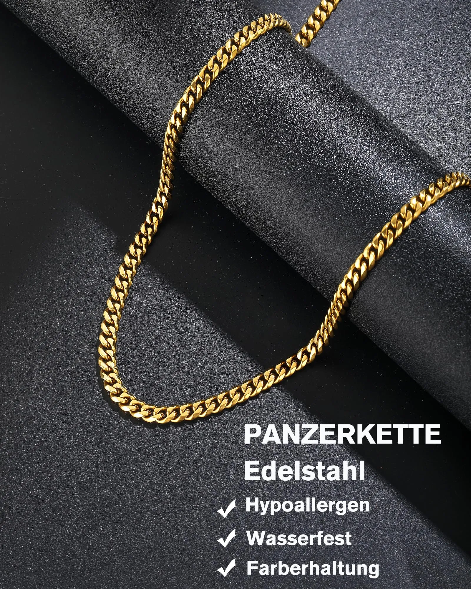 ZHESHY Collana Uomo Acciaio Inossidabile 18K Oro Argento Catena Di Cuban Chain Venezia Scatola Corda Ritorta Collane Gioielli Regalo Uomo E Donna Larghezza 3/4/5/5.5/6mm Lunghezza 46-61cm - immagine 5