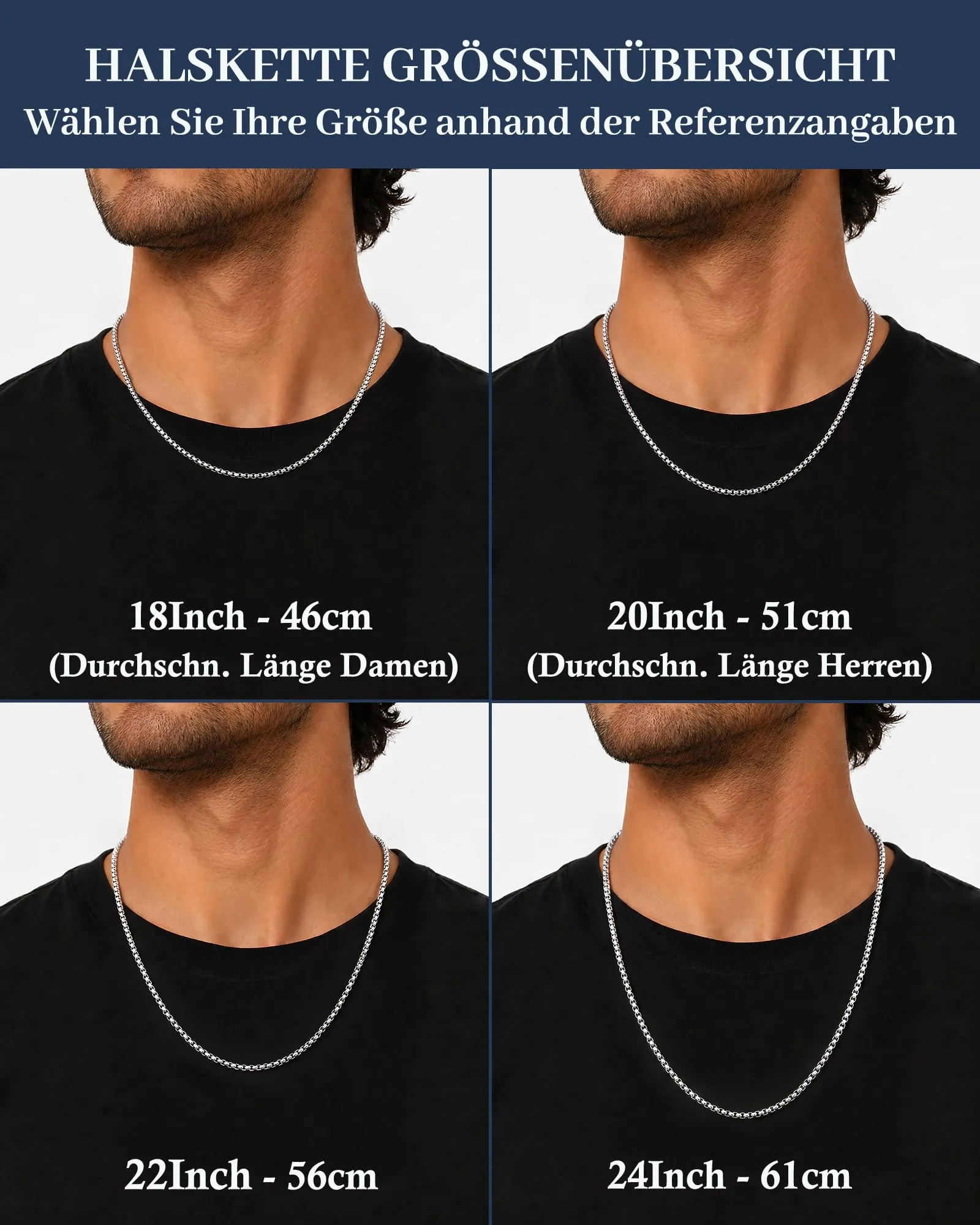ZHESHY Collana Uomo Acciaio Inossidabile 18K Oro Argento Catena Di Cuban Chain Venezia Scatola Corda Ritorta Collane Gioielli Regalo Uomo E Donna Larghezza 3/4/5/5.5/6mm Lunghezza 46-61cm - immagine 4