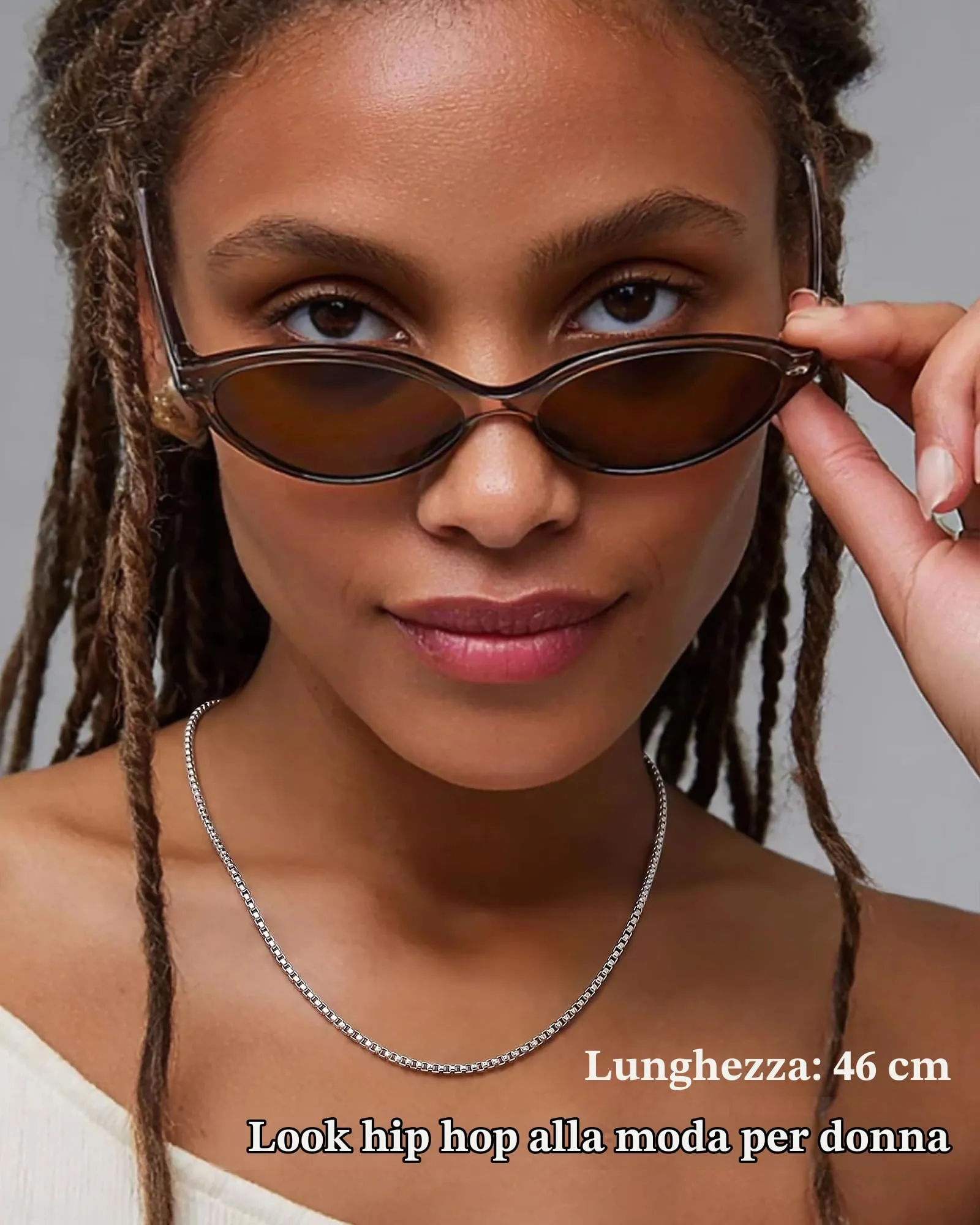 ZHESHY Collana Uomo Acciaio Inossidabile 18K Oro Argento Catena Di Cuban Chain Venezia Scatola Corda Ritorta Collane Gioielli Regalo Uomo E Donna Larghezza 3/4/5/5.5/6mm Lunghezza 46-61cm - immagine 7
