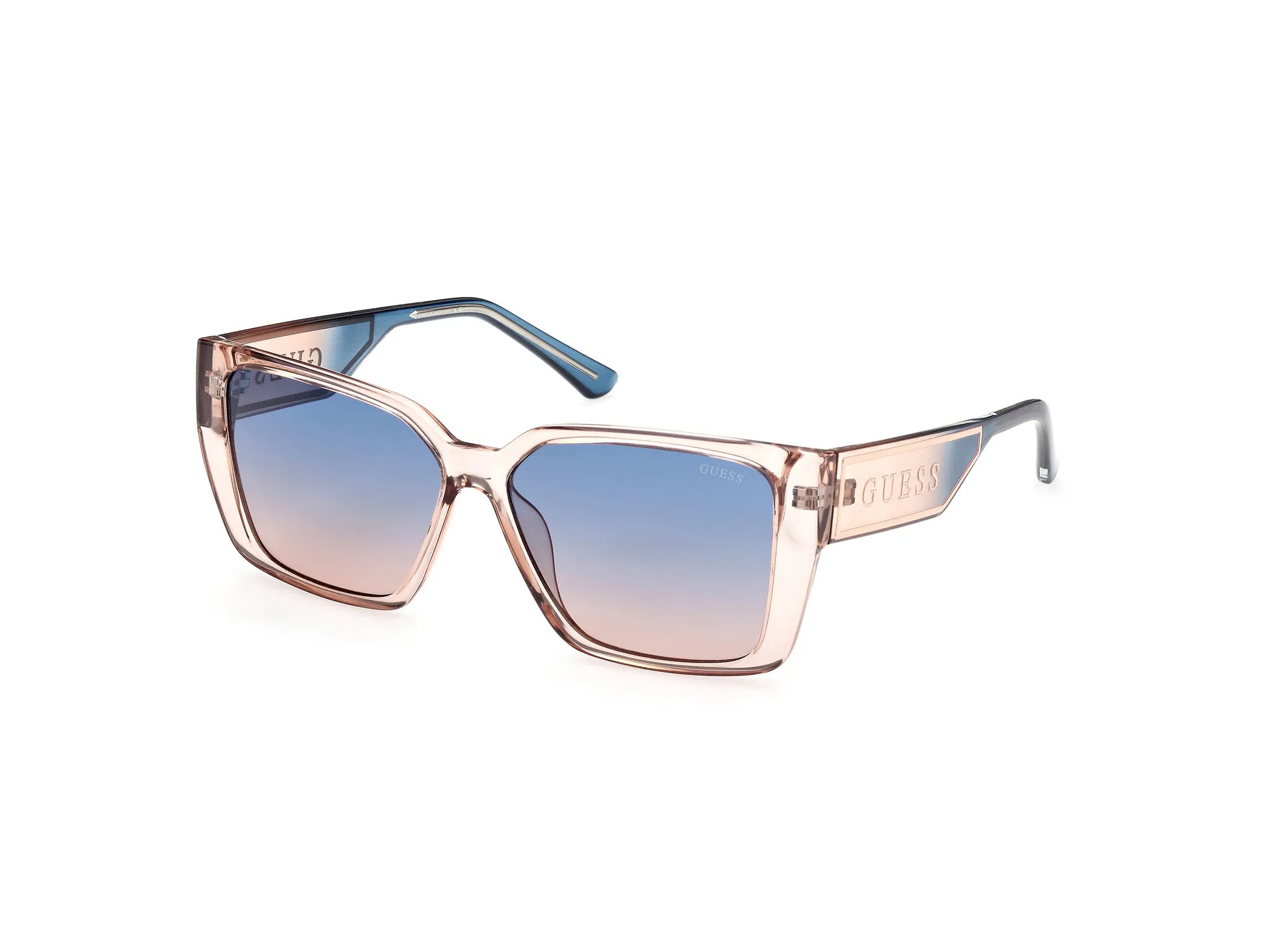 Guess GU7818 57W Occhiali da sole Iniettato Beige Blu Squadrata Normale Sfumato - immagine 1