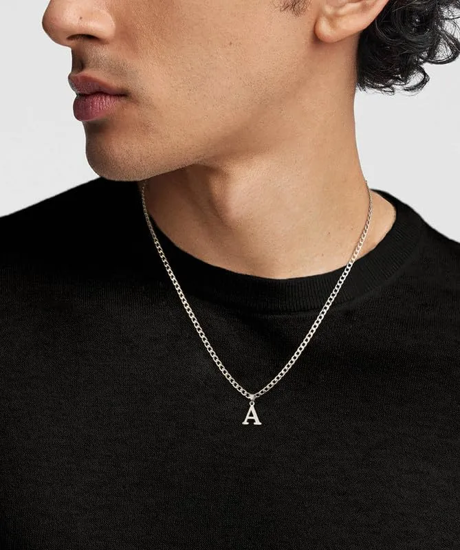 SEFORICO Collana con iniziale da uomo, collana personalizzata per fidanzato, fratello, figlio, regalo di compleanno per uomini, collane a catena cubana per ragazzi e uomini, gioielli da 4 mm e 50 cm - immagine 2