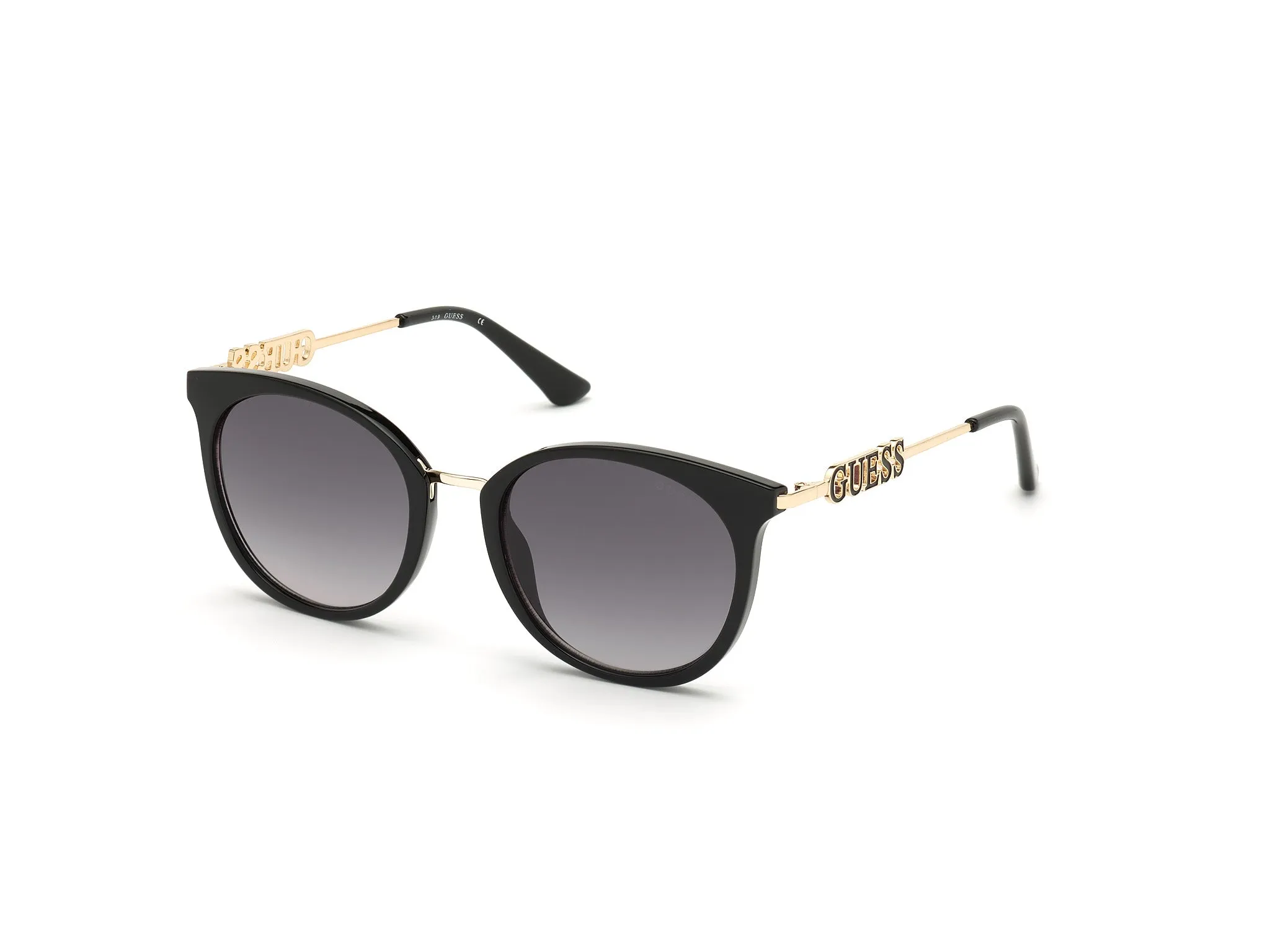 Guess GU7645 01B Occhiali da sole Iniettato Nero Fumo Rotonda Normale Sfumato - immagine 1