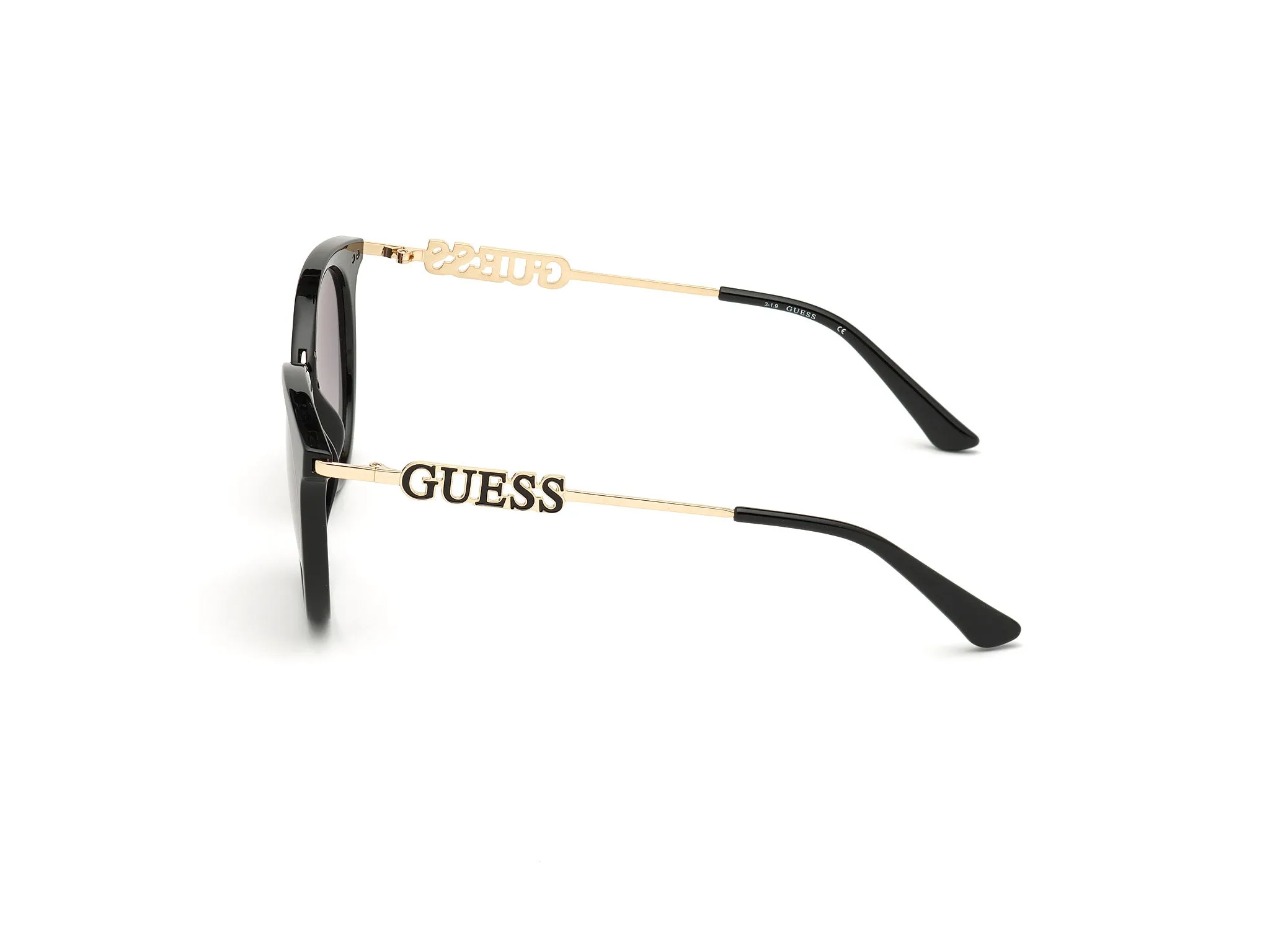 Guess GU7645 01B Occhiali da sole Iniettato Nero Fumo Rotonda Normale Sfumato - immagine 2