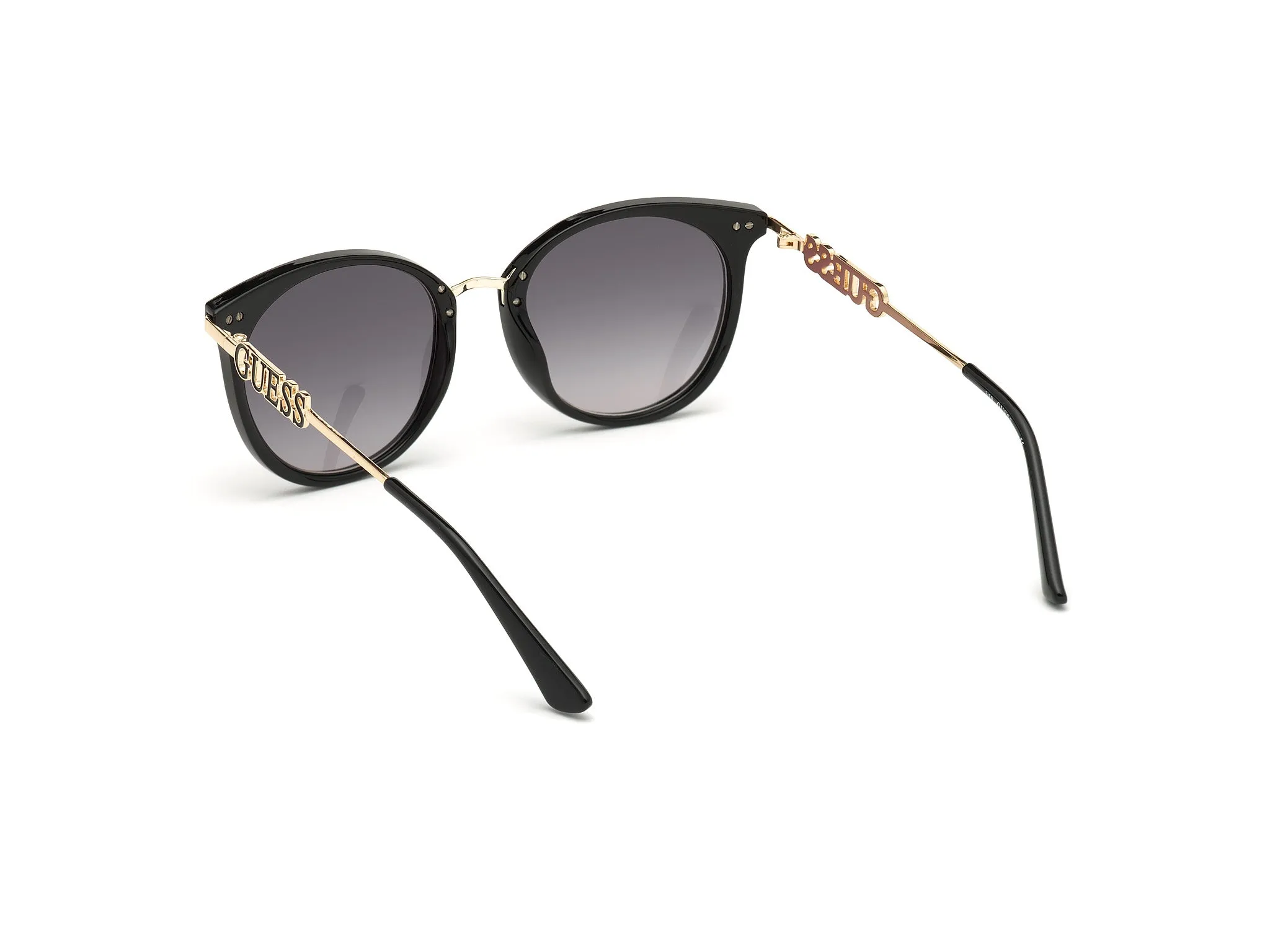 Guess GU7645 01B Occhiali da sole Iniettato Nero Fumo Rotonda Normale Sfumato - immagine 4