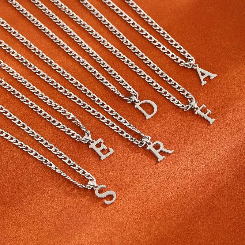 SEFORICO Collana con Iniziale da Uomo - Collana Personalizzata per Fidanzato Fratello Figlio Regali di Compleanno per Uomini Catene Cubane Collane per Ragazzi Gioielli da Uomo 4mm 50cm, Ottone - immagine 5