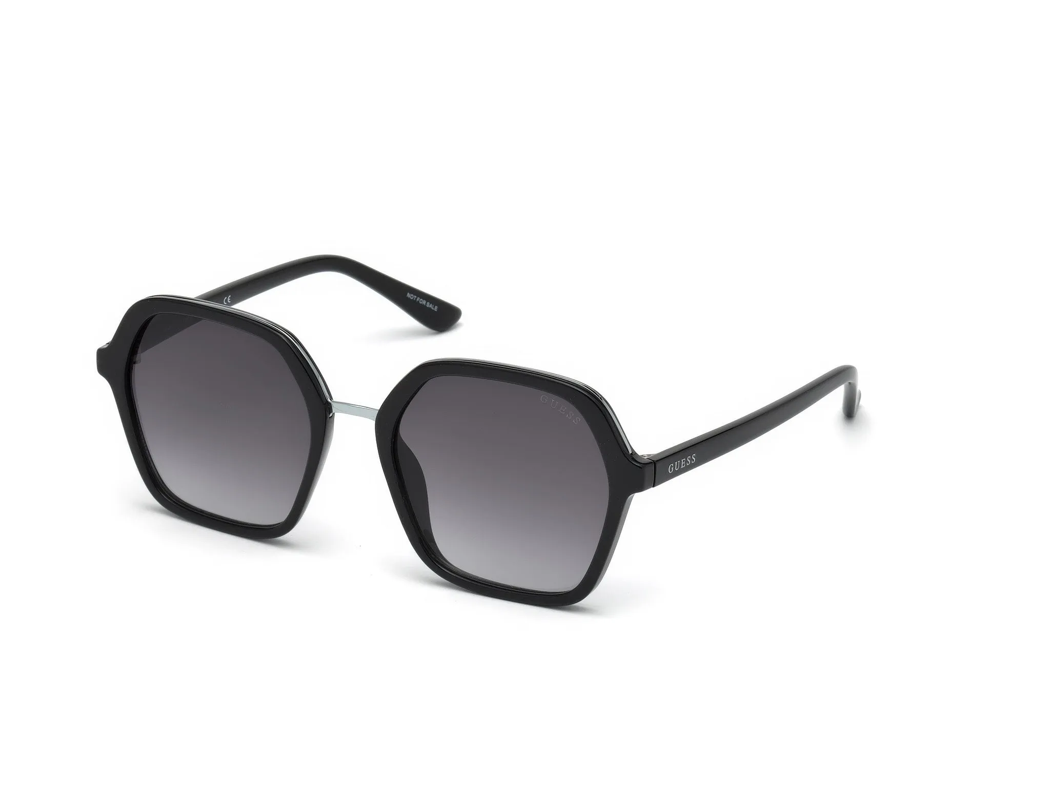 Guess GU7557 01B Occhiali da sole Iniettato Nero Fumo Geometrica Normale Sfumato - immagine 1