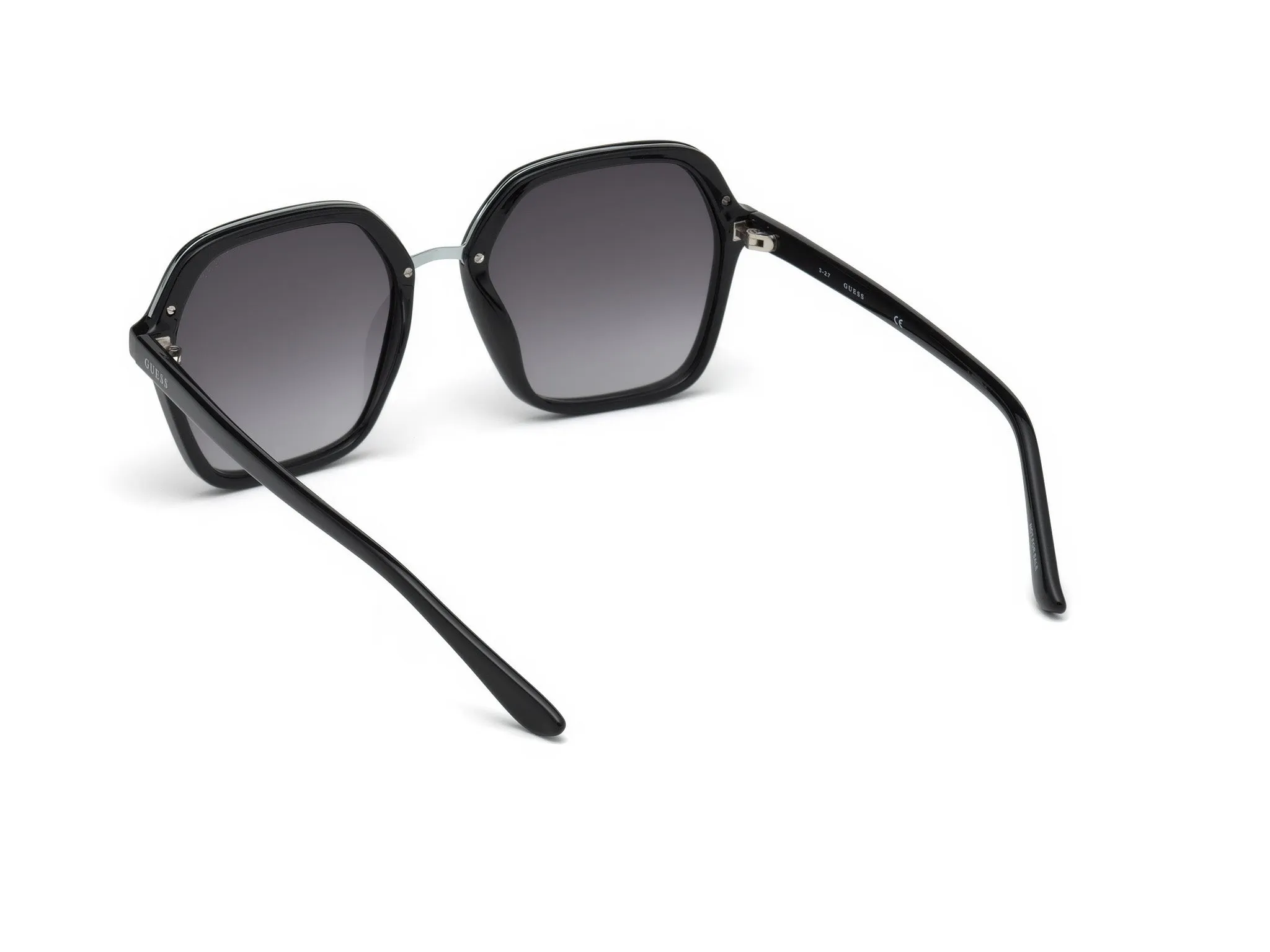 Guess GU7557 01B Occhiali da sole Iniettato Nero Fumo Geometrica Normale Sfumato - immagine 4