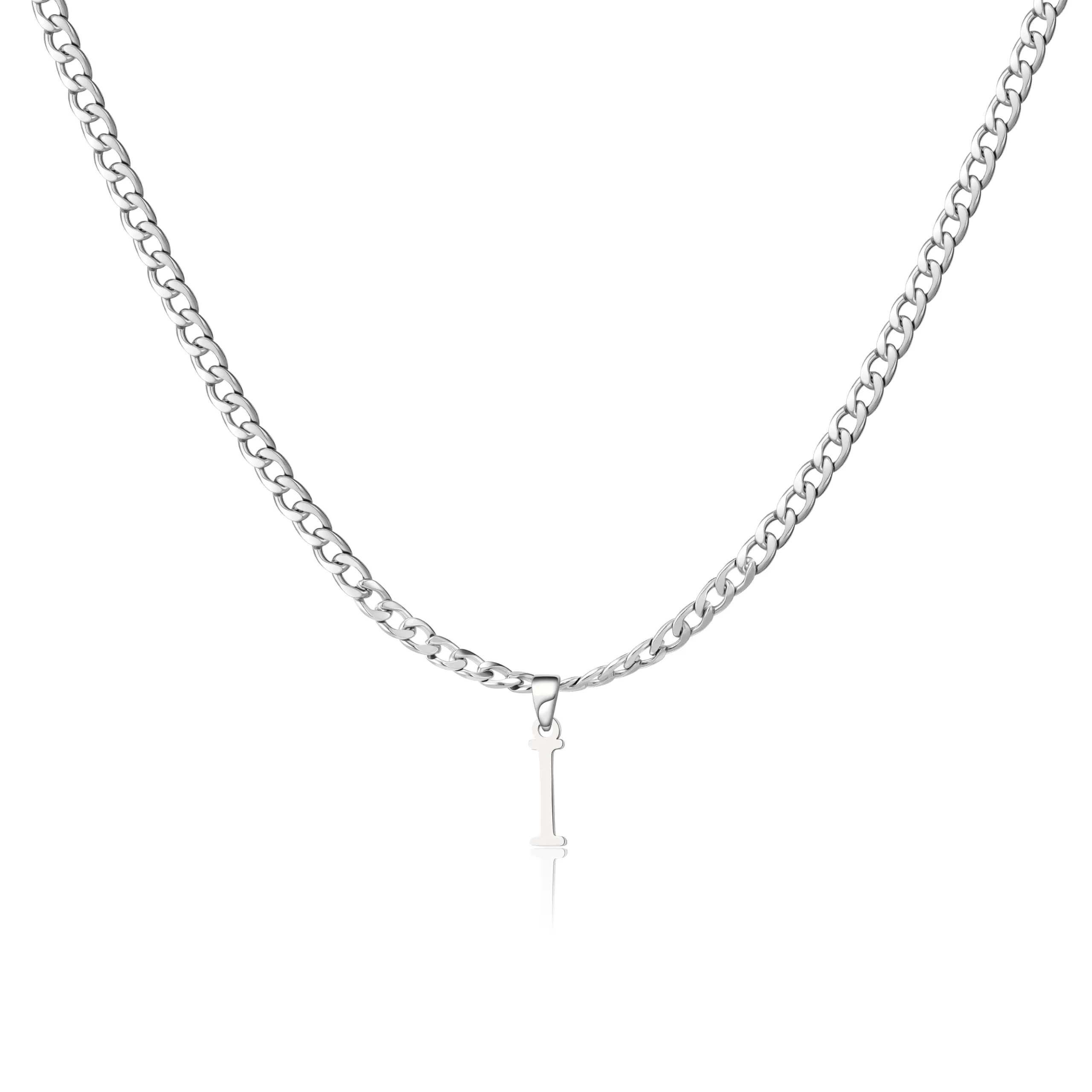 SEFORICO Collana con iniziale da uomo - collana personalizzata per amico/fratello/figlio, regalo di compleanno/Natale per uomini, collana cubana, articolo per ragazzi, gioiello da uomo, 4mm 50cm, 4mm - immagine 1