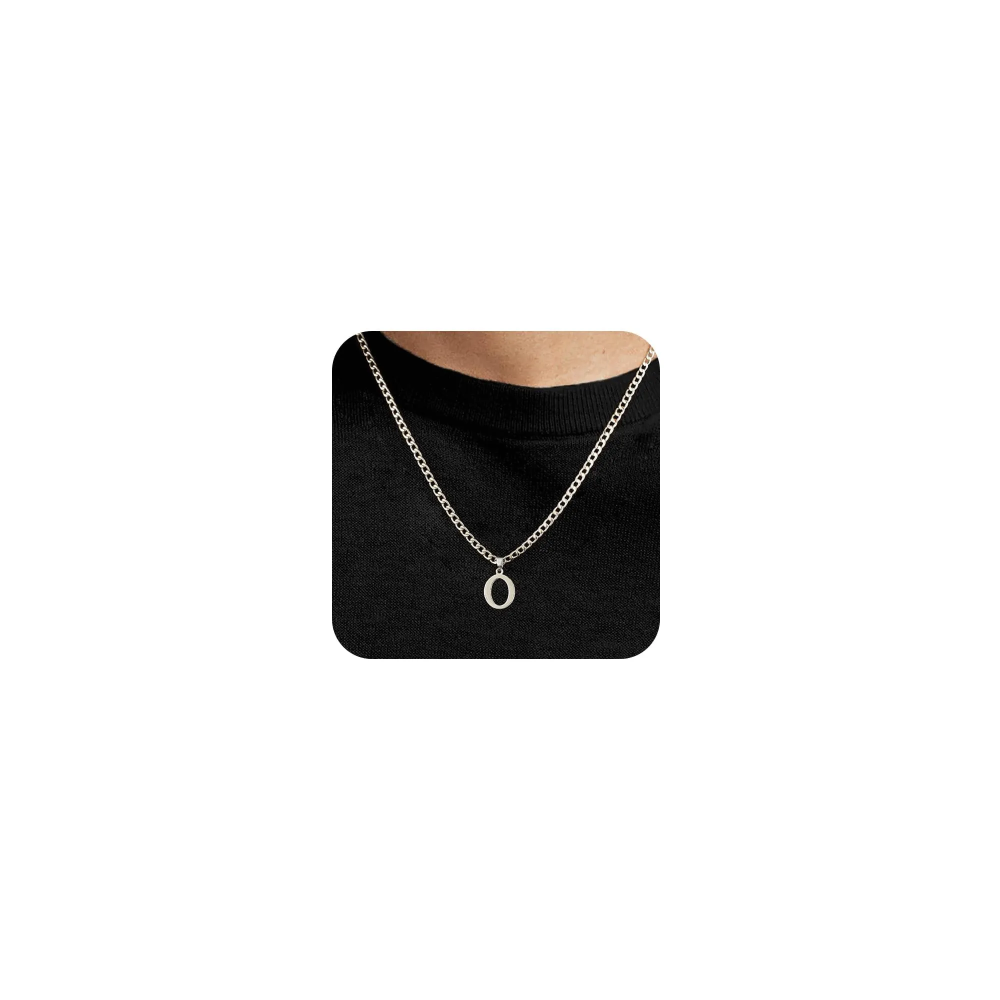 SEFORICO Collana con iniziale da uomo, collana personalizzata per fidanzato, fratello, figlio, regalo di compleanno per uomini, collane a catena cubana per ragazzi e uomini, gioielli da 4 mm e 50 cm - immagine 1