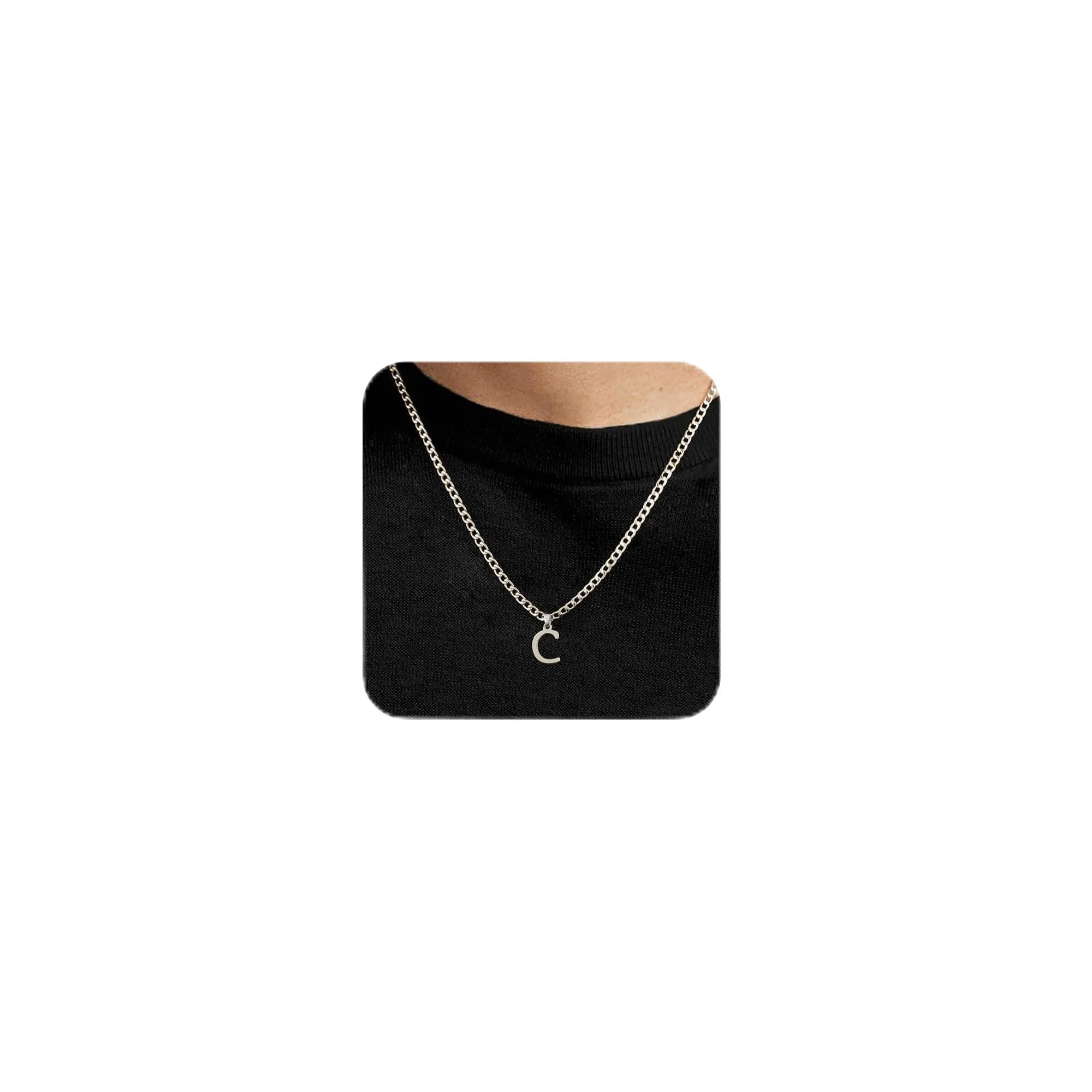SEFORICO Collana con iniziale da uomo, collana personalizzata per fidanzato, fratello, figlio, regalo di compleanno per uomini, collane a catena cubana per ragazzi e uomini, gioielli da 4 mm e 50 cm - immagine 1