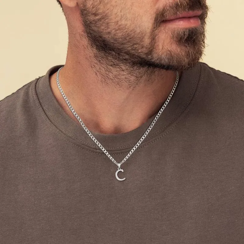 SEFORICO Collana con iniziale da uomo, collana personalizzata per fidanzato, fratello, figlio, regalo di compleanno per uomini, collane a catena cubana per ragazzi e uomini, gioielli da 4 mm e 50 cm - immagine 3