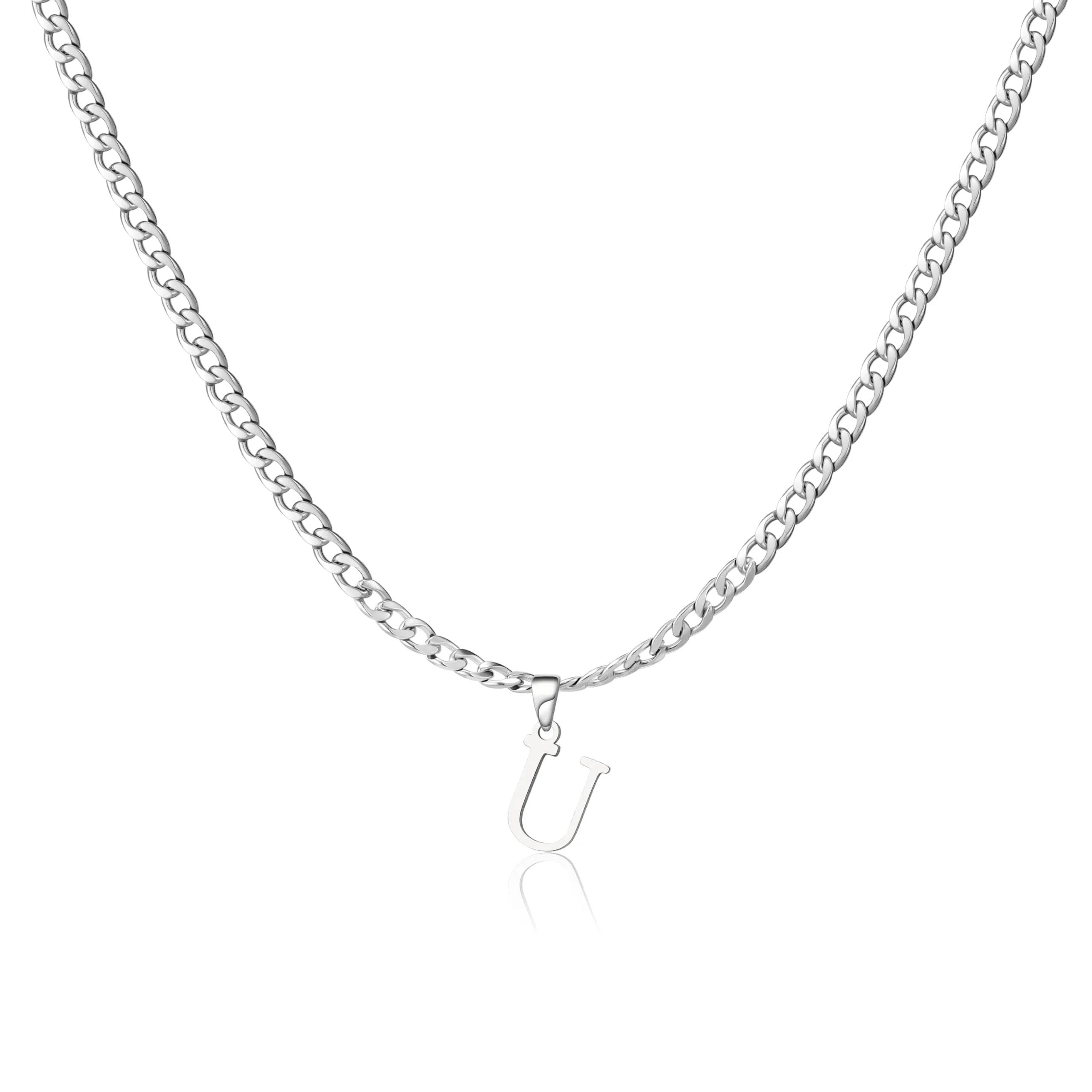 SEFORICO Collana da uomo con iniziale - Collana personalizzata per fidanzato, fratello, figlio, regalo di compleanno per uomo, catena cubana, gioielli per ragazzi, gioielli da uomo, 4 mm e 50 cm - immagine 1