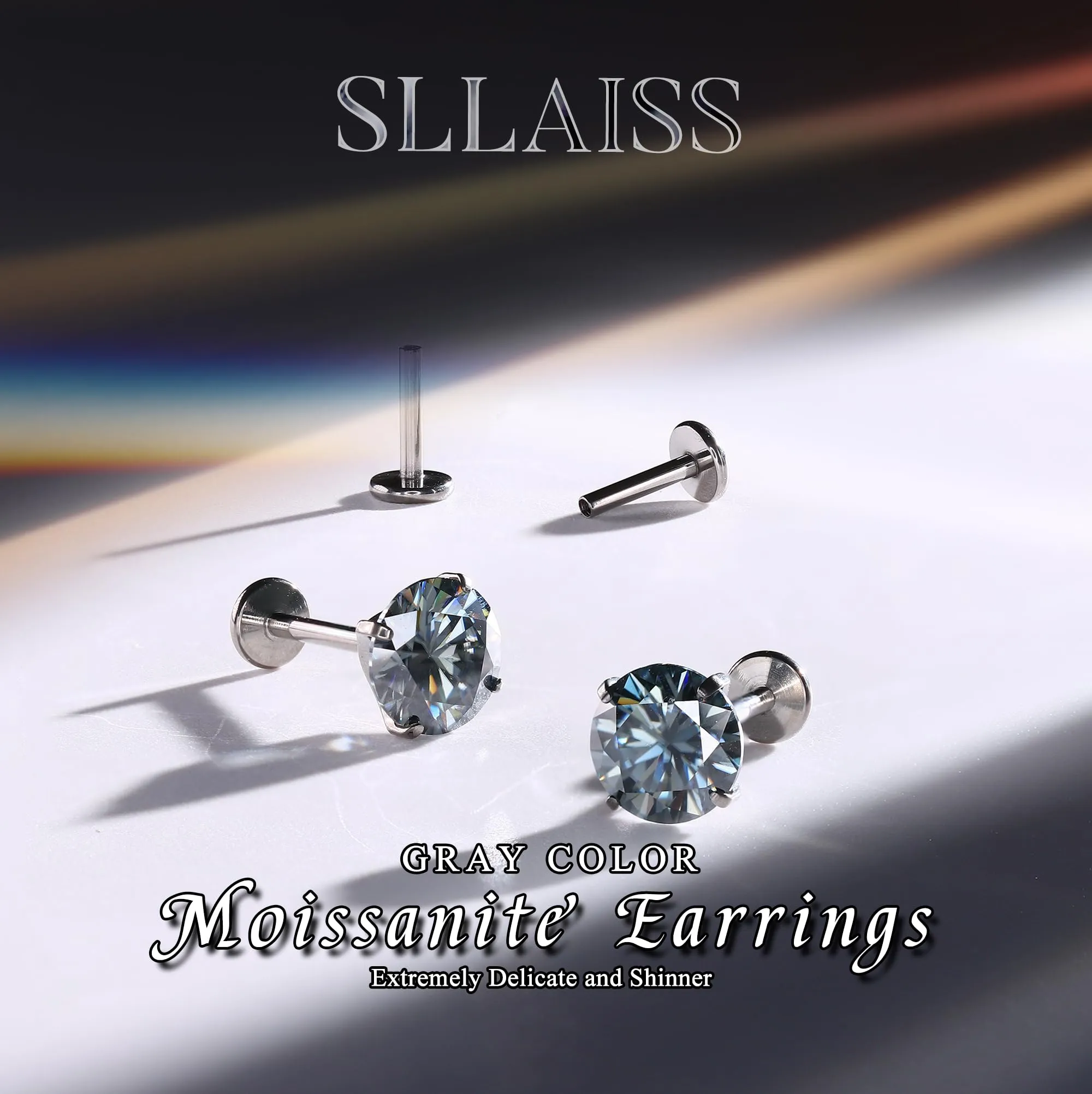 SLLAISS Orecchini Moissanite Uomo Donna in Titanio G23 - immagine 7