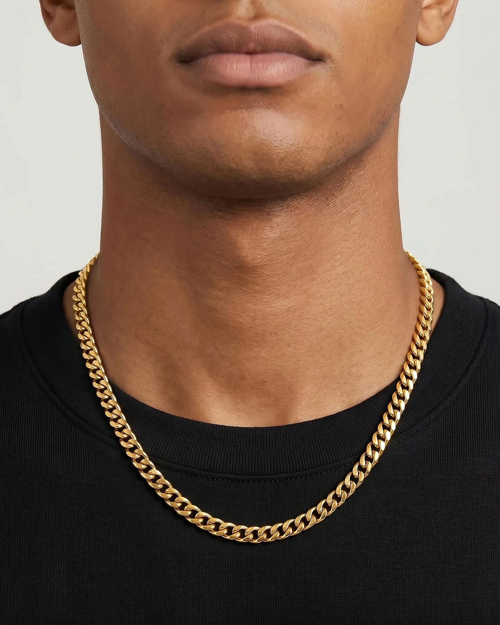 ZHESHY Collana da uomo in argento con catena in acciaio inox/placcato oro 18 carati, catena a maglia barbazzale cubana veneziana, catena in argento, per uomini, ragazzi, donne, gioielli impermeabili - immagine 9