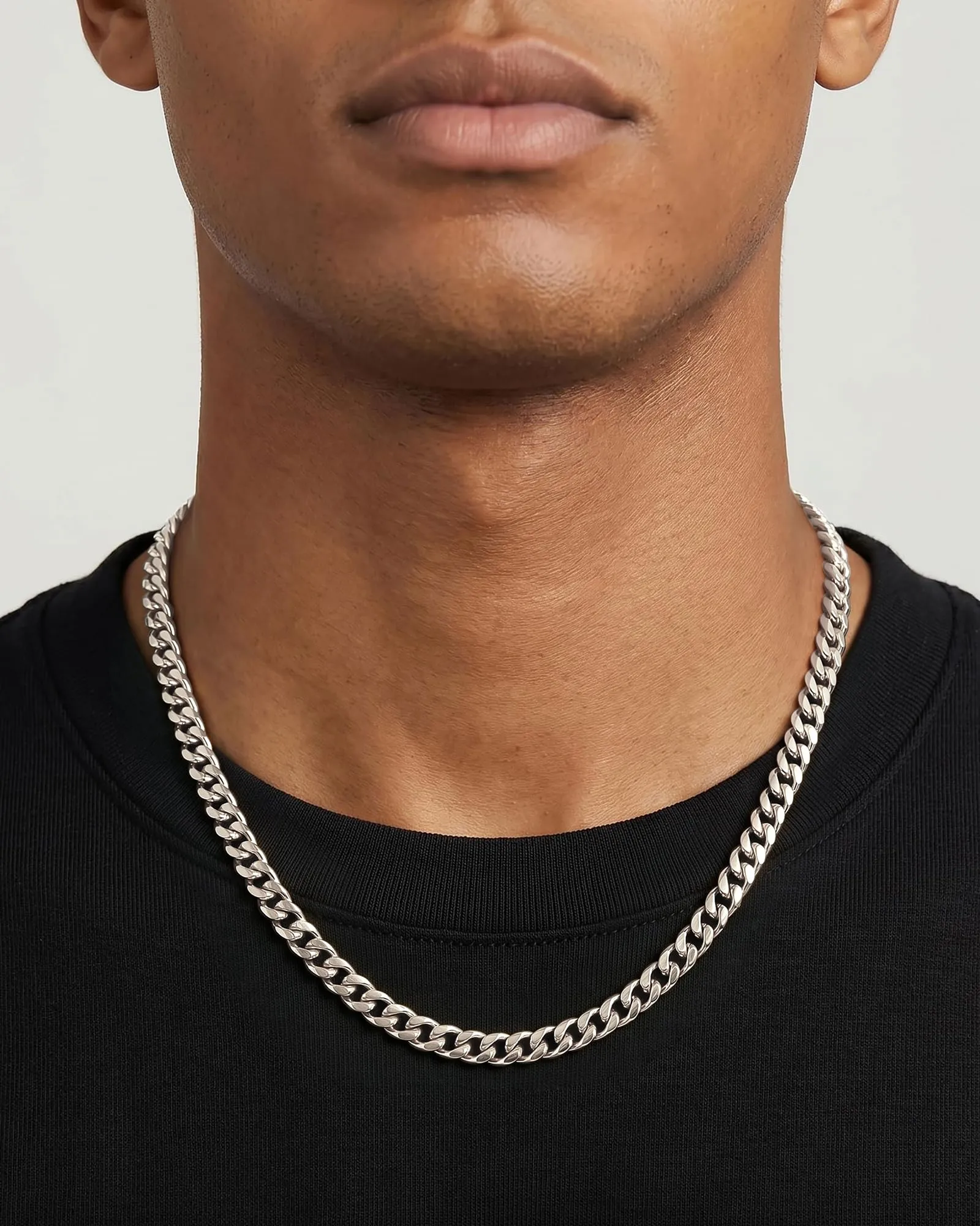ZHESHY Collana da uomo in argento con catena in acciaio inox/placcato oro 18 carati, catena a maglia barbazzale cubana veneziana, catena in argento, per uomini, ragazzi, donne, gioielli impermeabili - immagine 9
