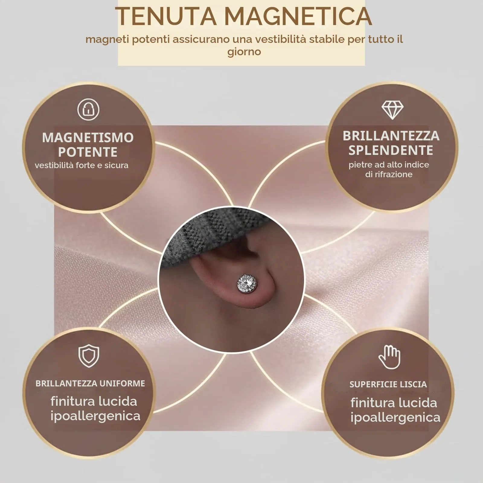 JYXNU 7Paia Orecchini Magnetici Uomo Donna, Senza Buco, Orecchini calamita in Acciaio Inossidabile, Orecchini Diamante, Stili Rotondi e Quadrati, Orecchinis Calamita per Uomo Donna Adolescente Regalo - immagine 3
