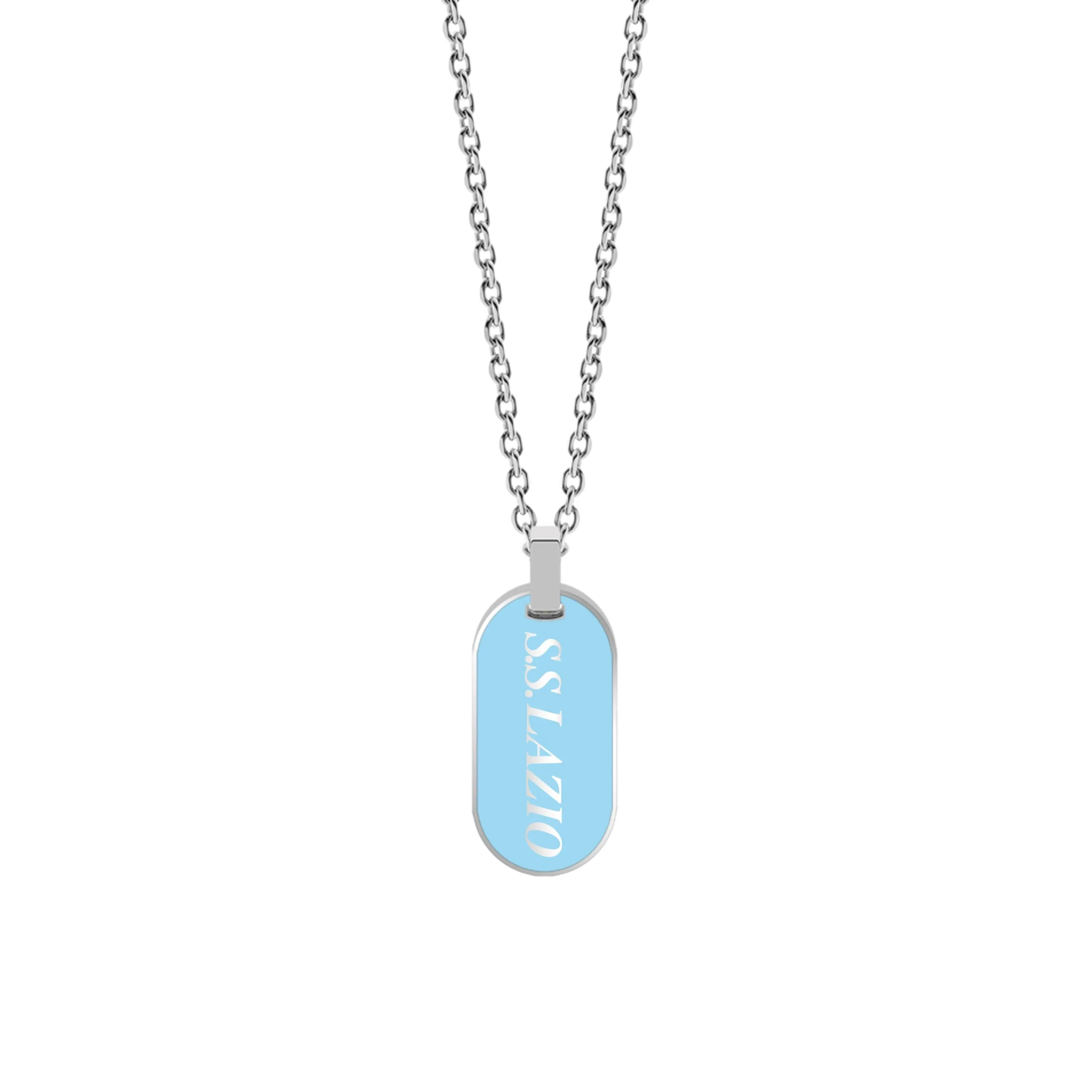 Clondo Collana Uomo Donna Lazio in Acciaio Inossidabile – Prodotto Ufficiale Calcio – Gioiello con Logo – Idea Regalo Elegante per Tifosi Biancoceleste – Ragazzo e Ragazza (Vertical Tag) - immagine 1