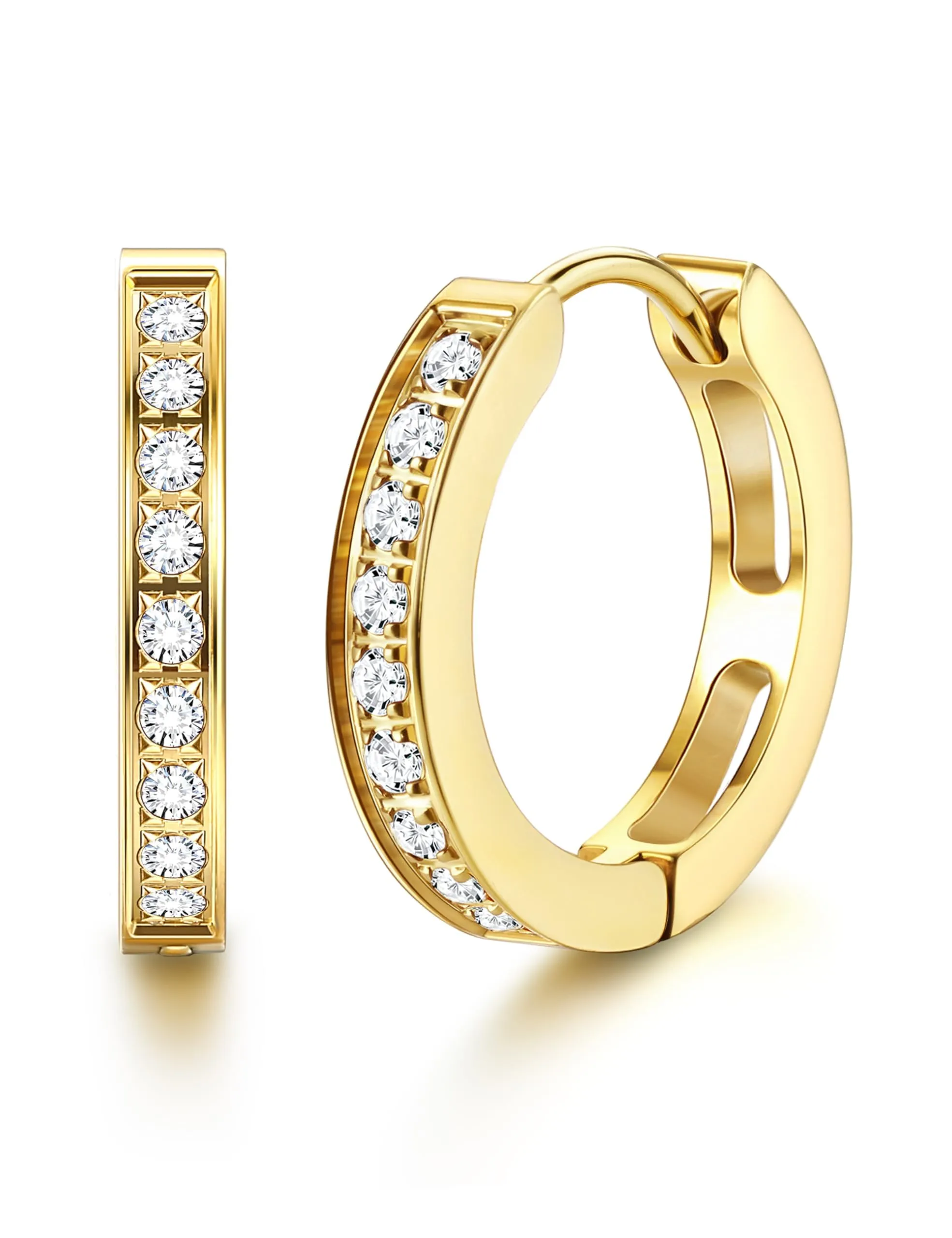 Orecchini Uomo Cerchio Acciaio inossidabile Anallergici - CZ Tono Argentato Nero Orecchini A Cerchio Huggie Trendy Gioielli Di Moda Per Le Uomo 20 mm - immagine 1