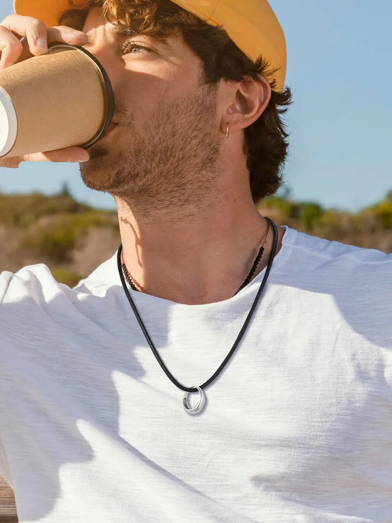 Suplight Collana Uomo Caucciù Sottile 3mm Lunga 46cm Chiusura Nero - immagine 2