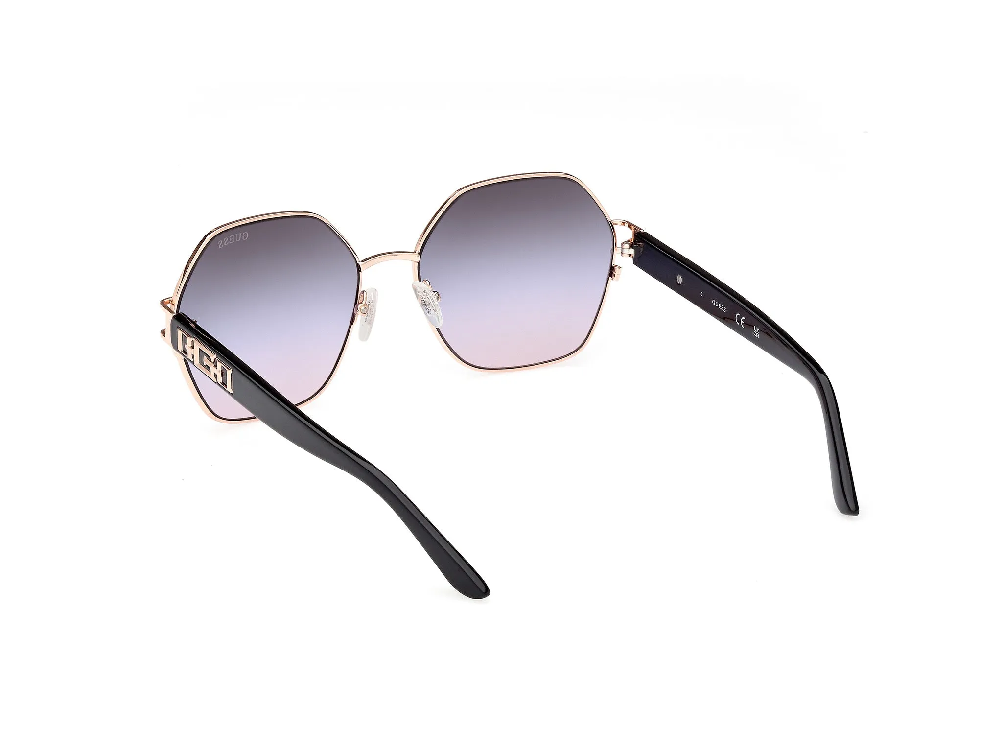 Guess GU7913 05Z Occhiali da sole Metallo Nero Viola Geometrica Normale Sfumato - immagine 4