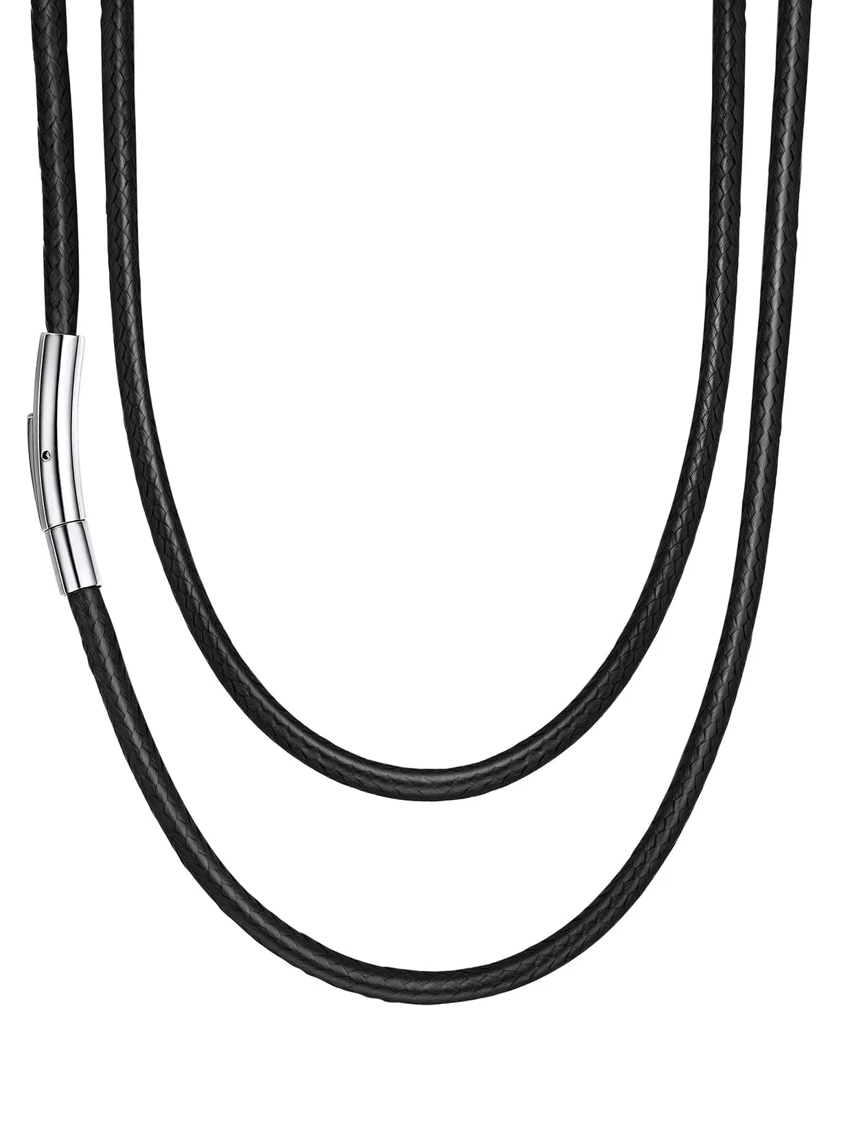 Suplight Collana Uomo Caucciù Sottile 2mm Lunga 66cm Chiusura Argento - immagine 1