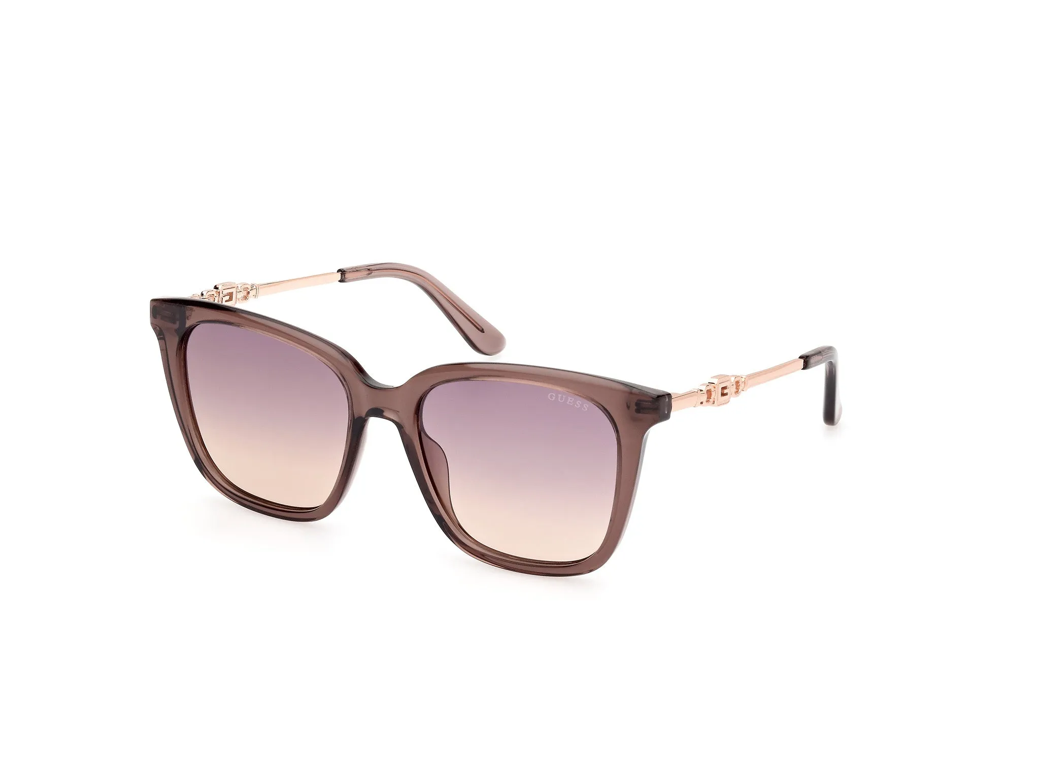 Guess GU7886 59Z Occhiali da sole Iniettato Beige Viola Squadrata Normale Sfumato - immagine 1
