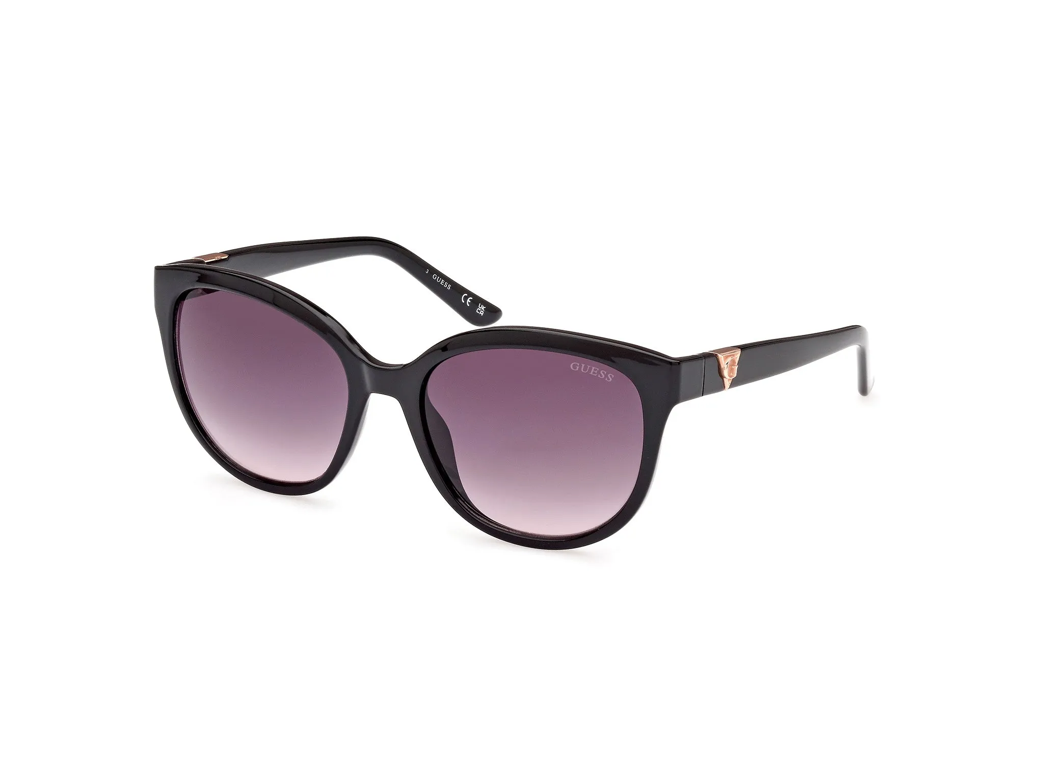 Guess GU7877 01B Occhiali da sole Iniettato Nero Fumo Rotonda Normale Sfumato - immagine 1
