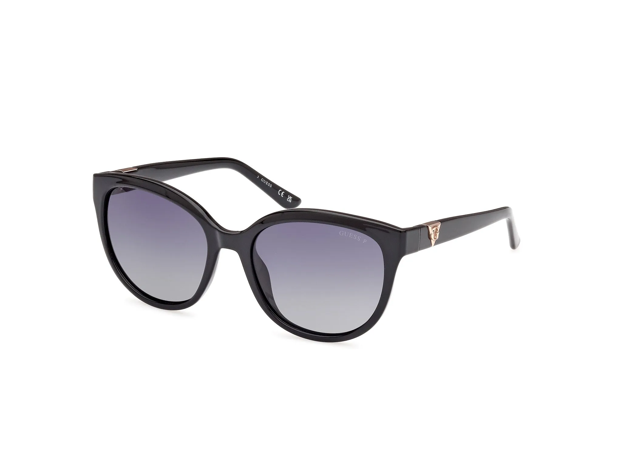 Guess GU7877 01D Occhiali da sole Iniettato Nero Fumo Rotonda Polarizzata Sfumato - immagine 1