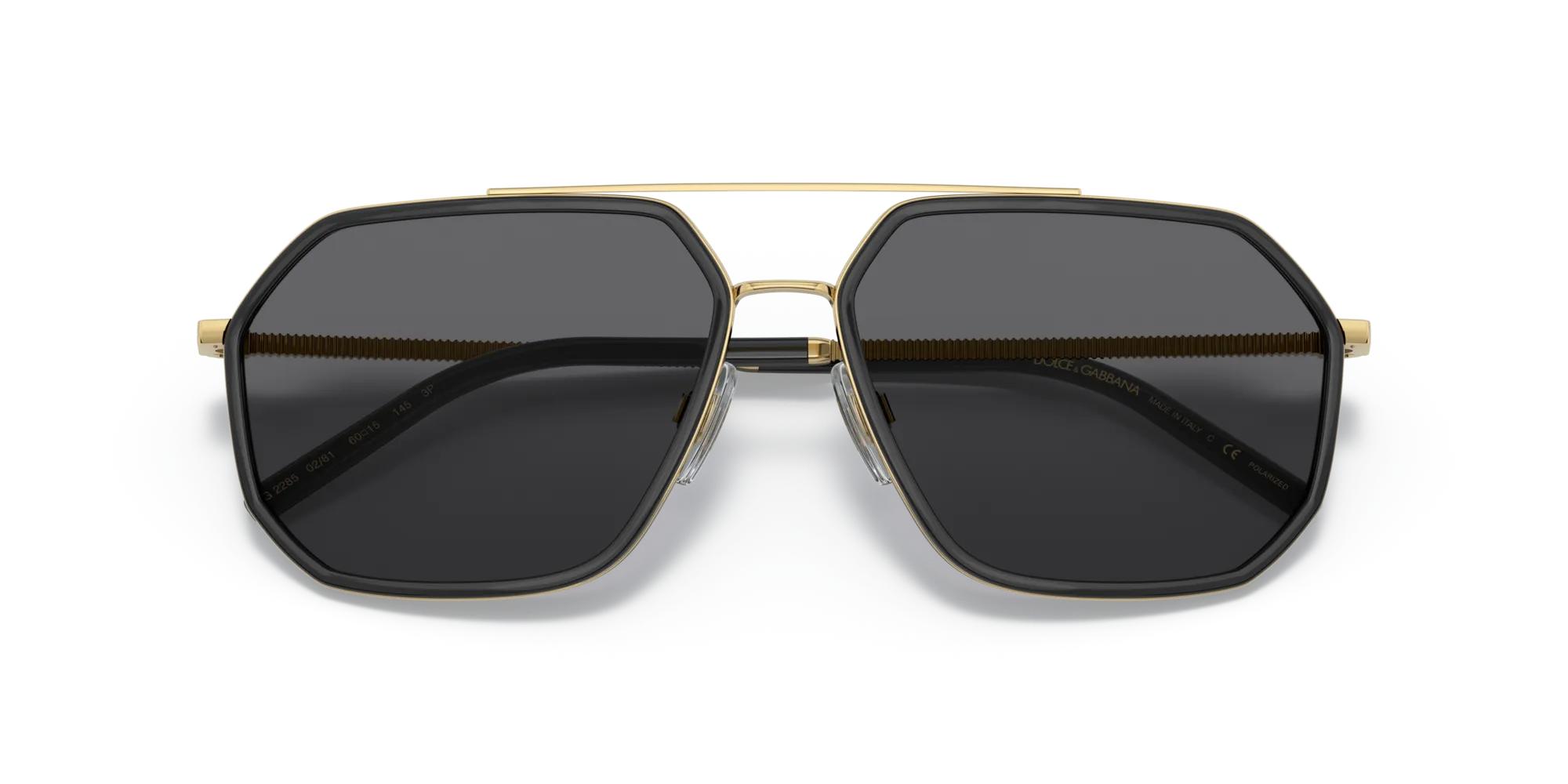Dolce & Gabbana DG2285 02/81 Occhiali da sole Metallo Nero Grigio Pilot Polarizzata - immagine 2