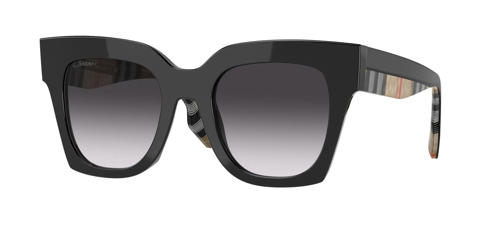 Burberry BE4364 KITTY 39428G Occhiali da sole Acetato Nero Grigio Squadrata Normale Sfumato - immagine 1
