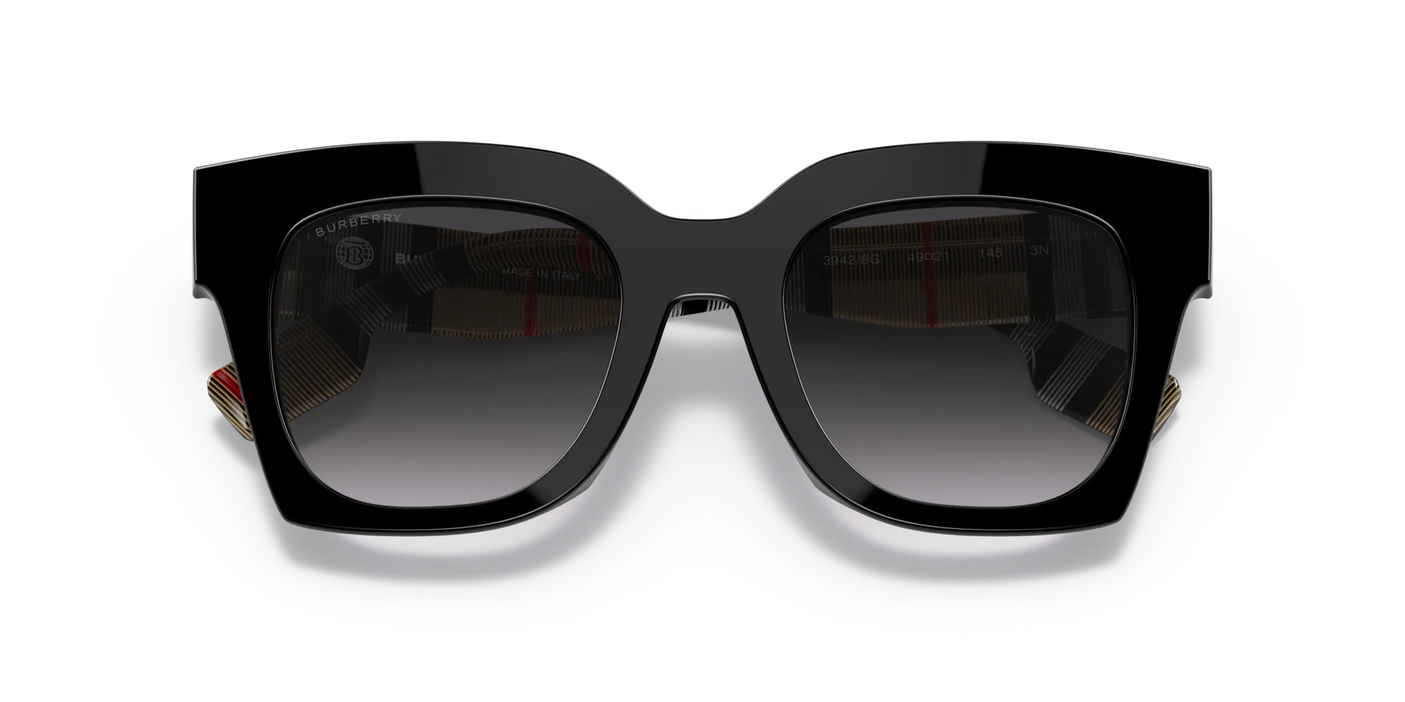 Burberry BE4364 KITTY 39428G Occhiali da sole Acetato Nero Grigio Squadrata Normale Sfumato - immagine 2