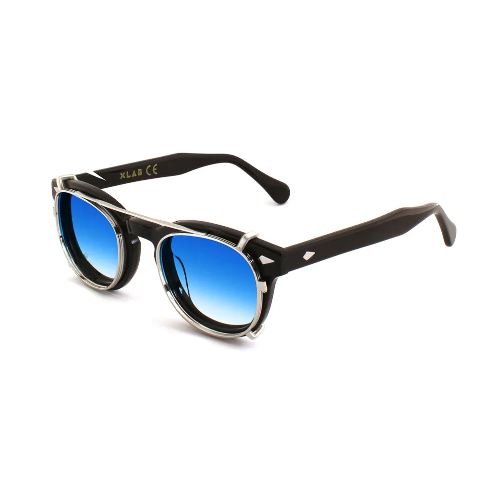 XLAB Unisex Clip-on Argento/Azzurro sfumato per 8004 stile moscot calibro 48mm Clip on Acetato Argento Azzurro Pantos Sfumato - immagine 2