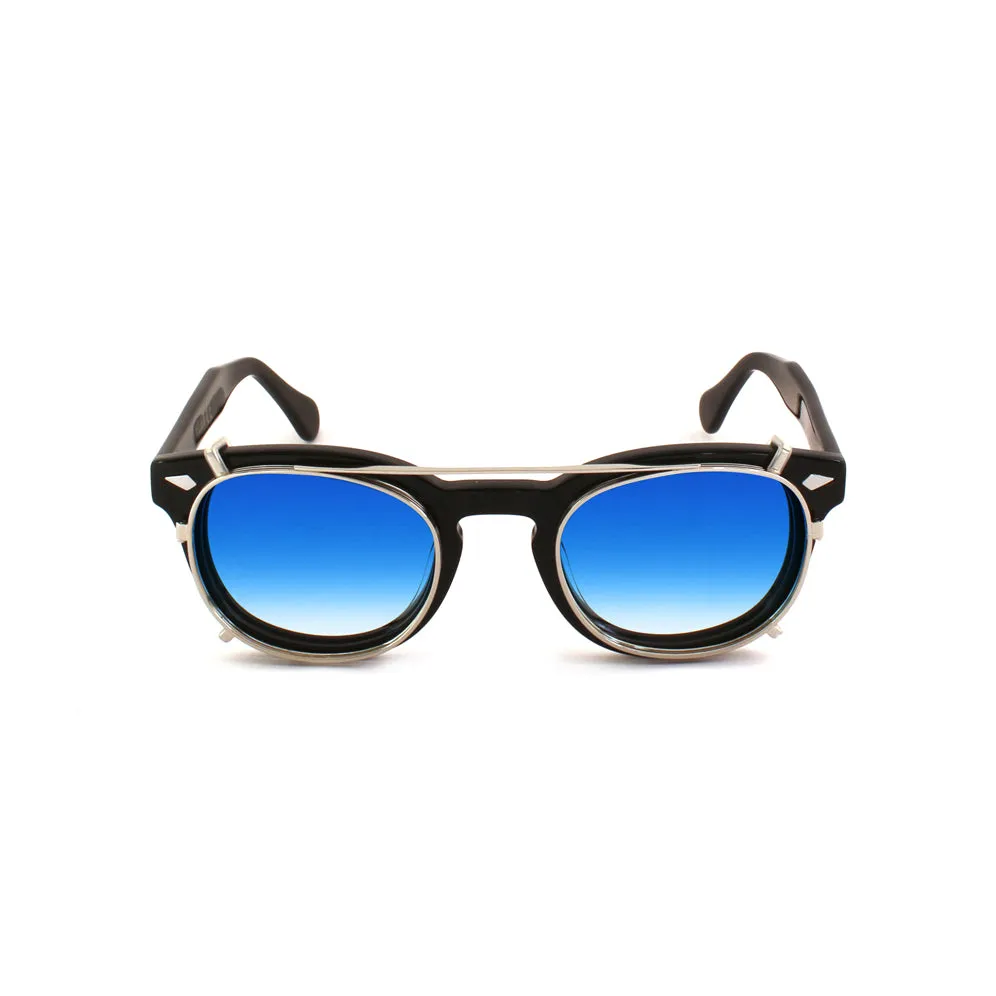 XLAB Unisex Clip-on Argento/Azzurro sfumato per 8004 stile moscot calibro 48mm Clip on Acetato Argento Azzurro Pantos Sfumato - immagine 3