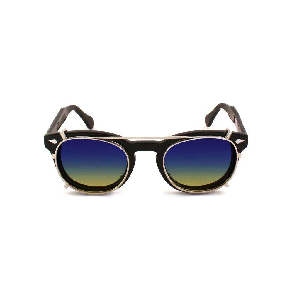 XLAB Unisex Clip-on 02 Argento/Cobalto giallo polarizzato per 8004 stile moscot calibro 48mm Clip on Acetato Argento Cobalto giallo Pantos Polarizzata - immagine 3