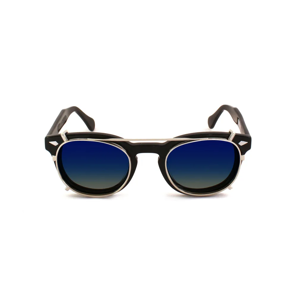 XLAB Unisex Clip-on 02 Argento/Cobalto fumo polarizzato per 8004 stile moscot calibro 48mm Clip on Acetato Argento Cobalto fumo Pantos Polarizzata - immagine 3