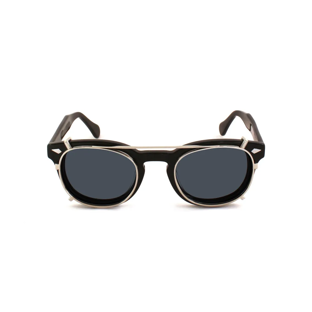 XLAB Unisex Clip-on 02 Argento/Fumo polarizzato per 8004 stile moscot calibro 48mm Clip on Acetato Argento Fumo Pantos Polarizzata - immagine 3