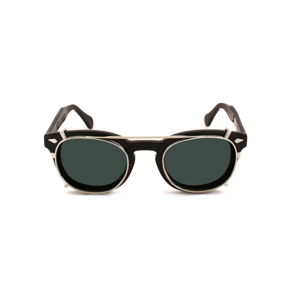 XLAB Unisex Clip-on 02 Argento/G15 polarizzato per 8004 stile moscot calibro 48mm Clip on Acetato Argento Verde G15 Pantos Polarizzata - immagine 3