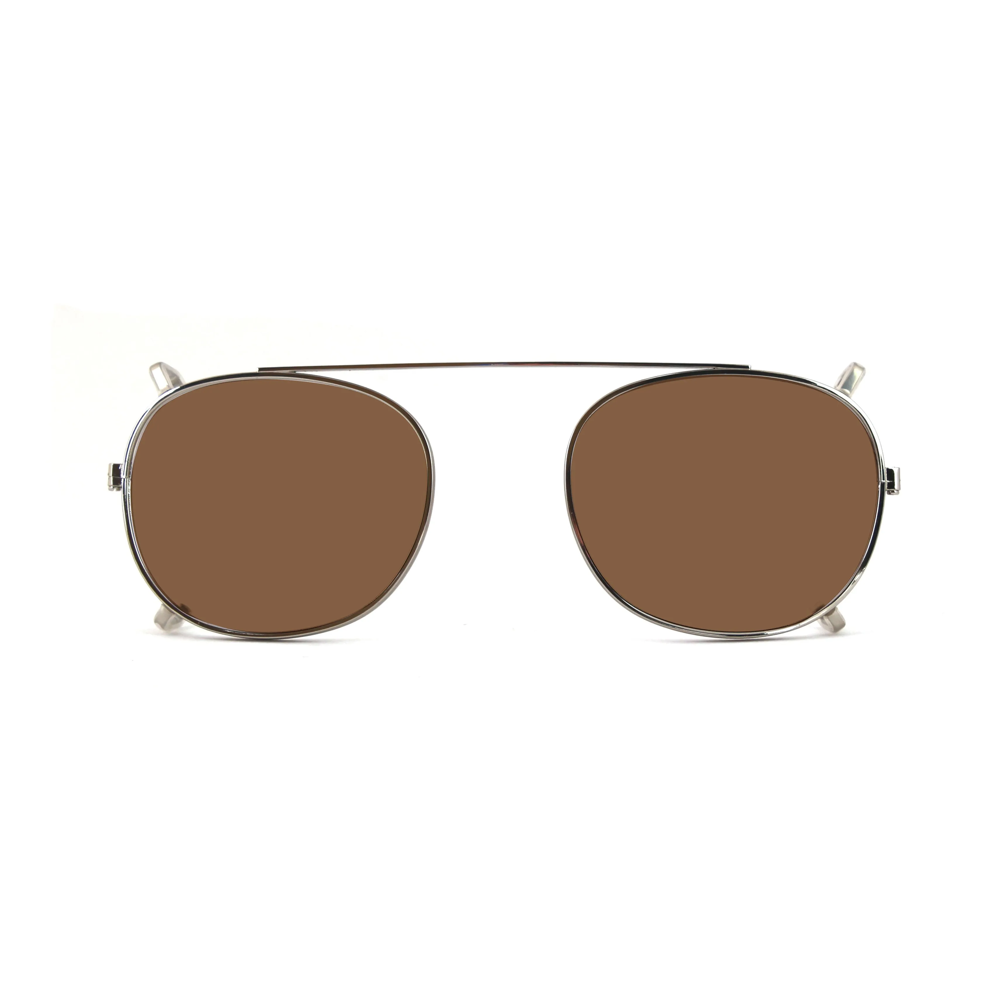 XLAB Unisex Clip-on 02 Argento/Marrone polarizzato per 8004 stile moscot calibro 48mm Clip on Acetato Argento Marrone Pantos Polarizzata - immagine 1