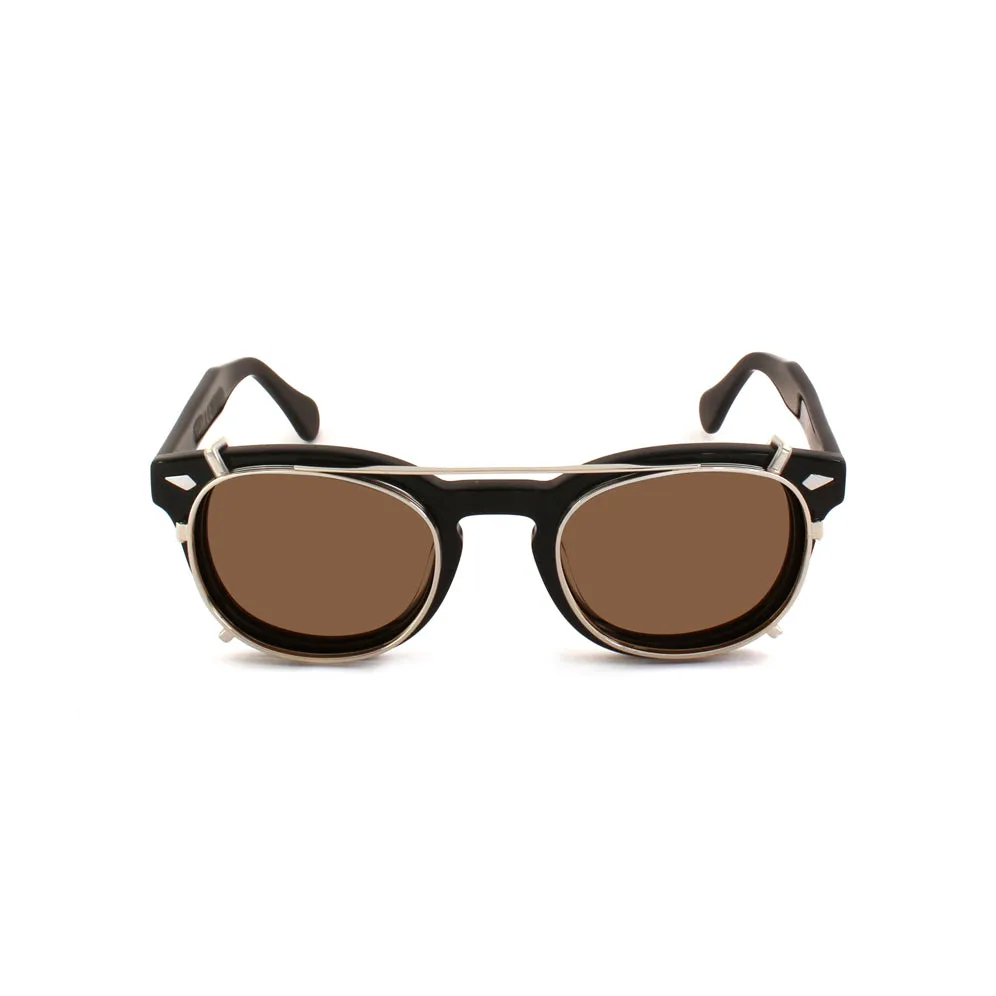 XLAB Unisex Clip-on 02 Argento/Marrone polarizzato per 8004 stile moscot calibro 48mm Clip on Acetato Argento Marrone Pantos Polarizzata - immagine 3