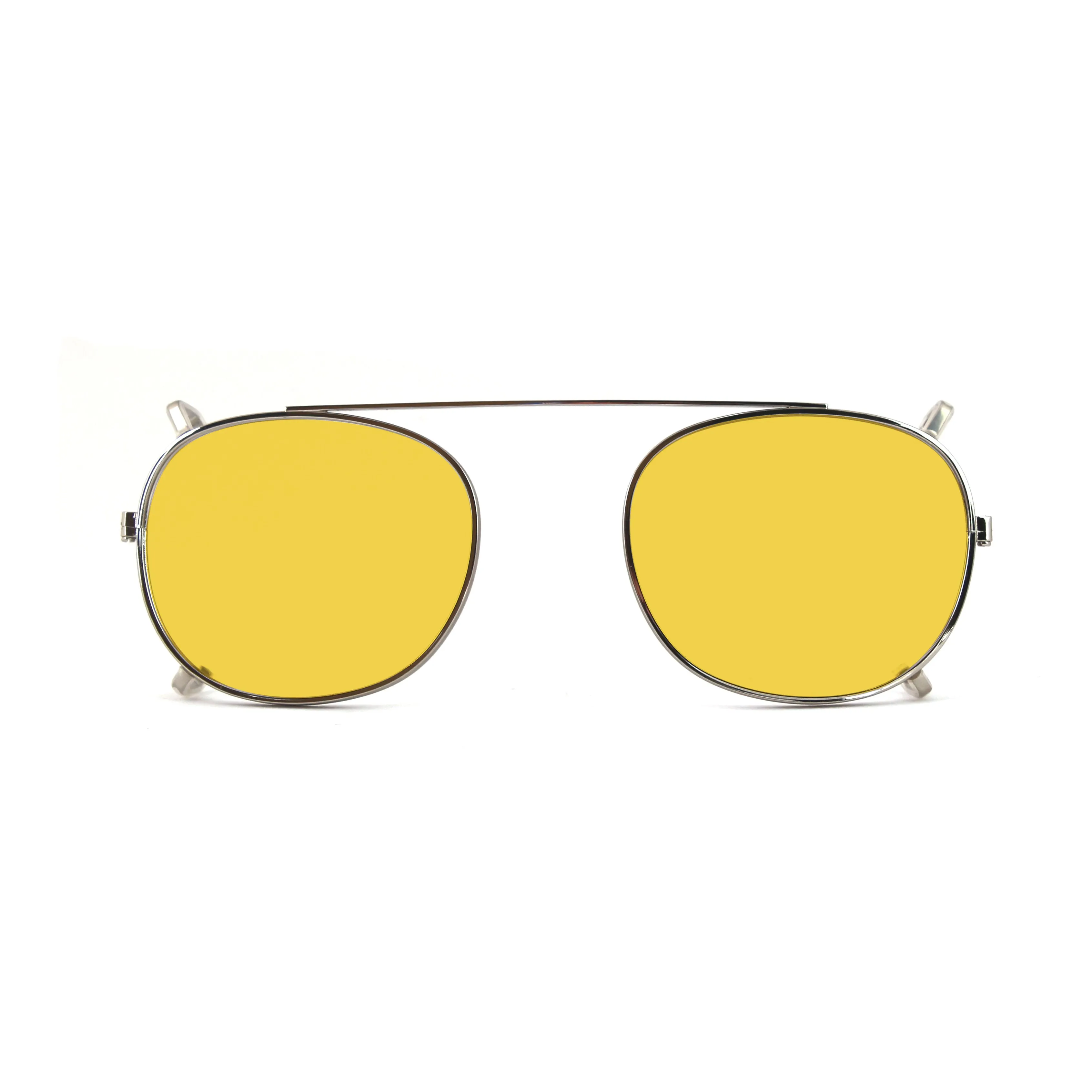 XLAB Unisex Clip-on 02 Argento/Giallo polarizzato per 8004 stile moscot calibro 48mm Clip on Acetato Argento Giallo Pantos Polarizzata - immagine 1