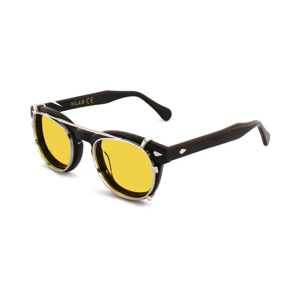 XLAB Unisex Clip-on 02 Argento/Giallo polarizzato per 8004 stile moscot calibro 48mm Clip on Acetato Argento Giallo Pantos Polarizzata - immagine 2